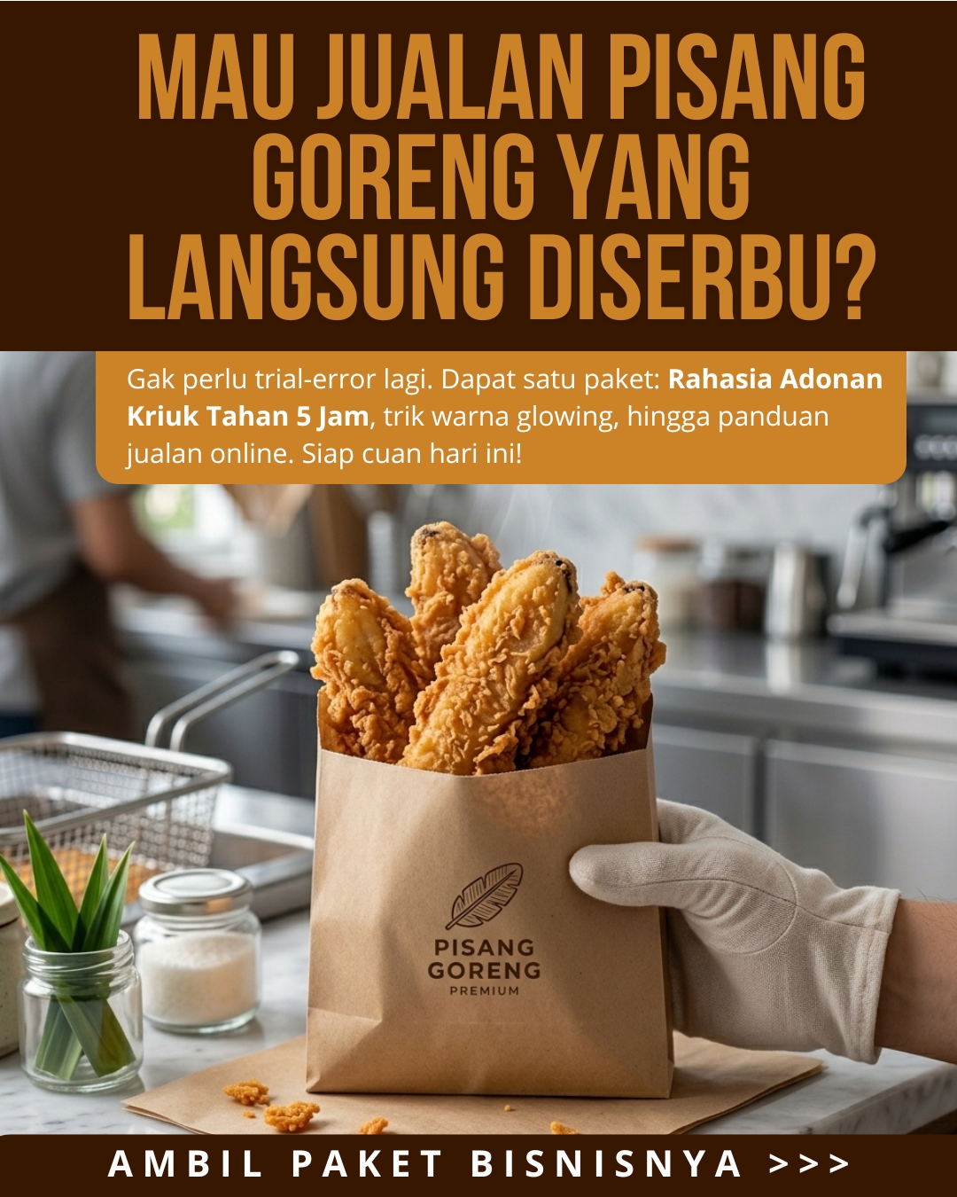 Dapur Untung Facebook ad: Resep Pisang Goreng Kriuk 5 Jam + 5 Bonus Bisnis!