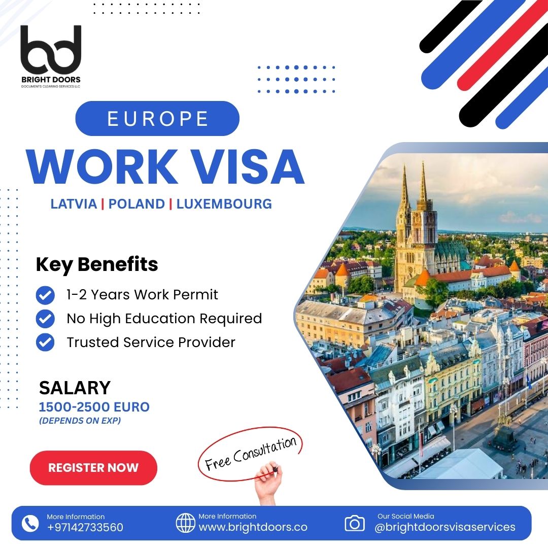 Bright Doors Visa Services Facebook ad: Europe Work Permit Opportunities