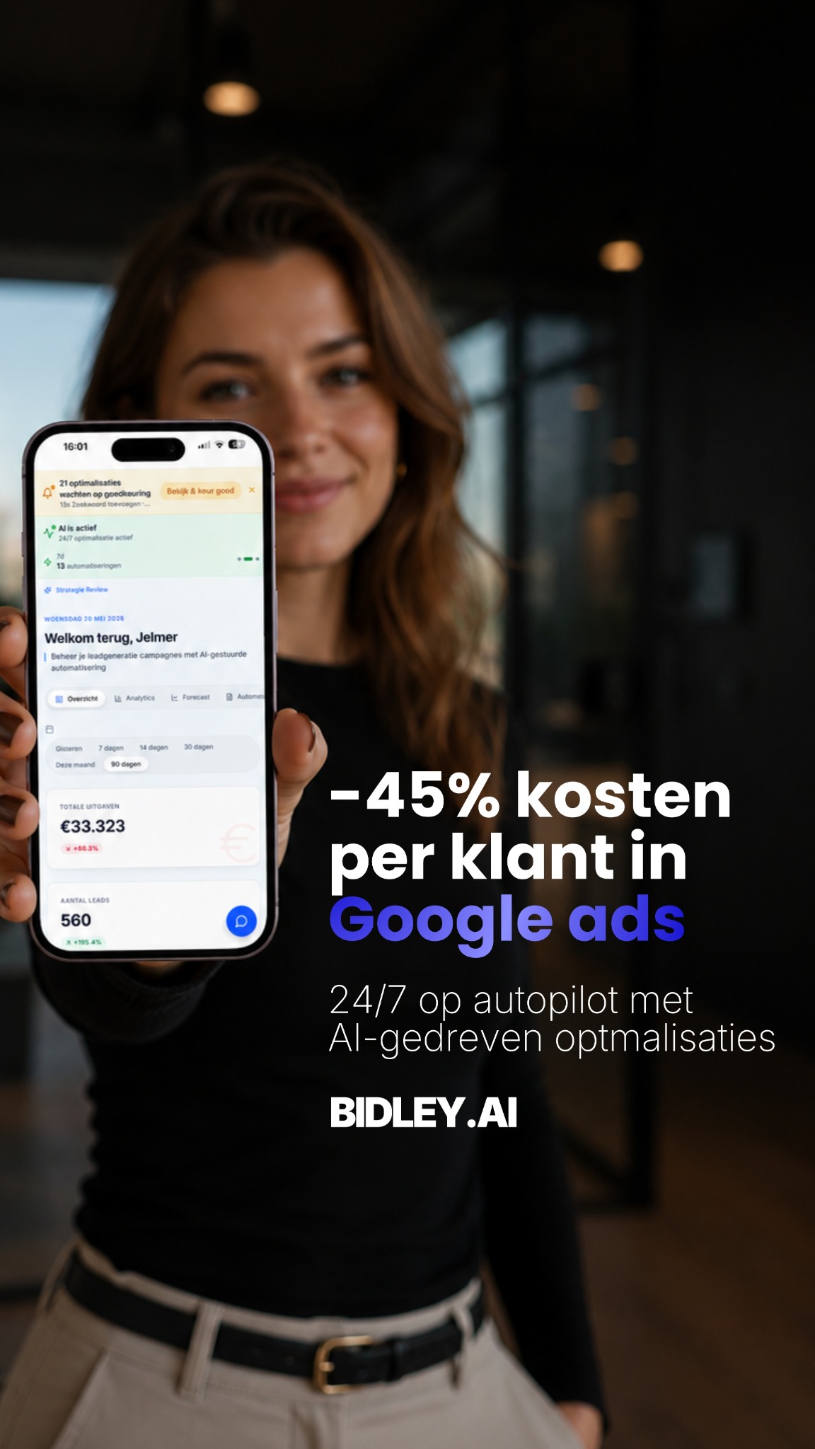 Bidley.ai - 24/7 AI Google Ads optimalisatie Facebook ad