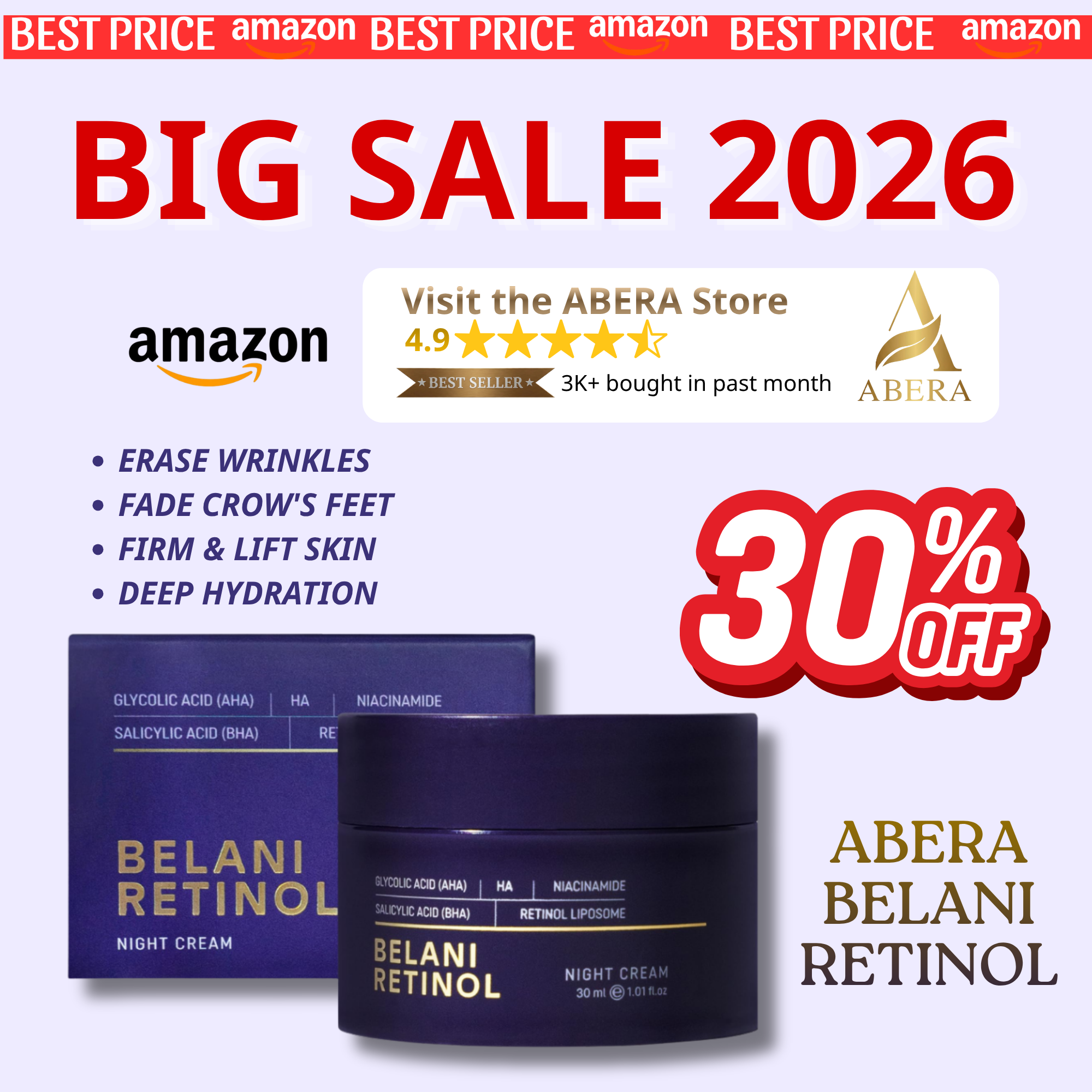 Belani Retinol Cream Facebook ad: ABERA Belani Retinol Face Cream is available on Amazon at…