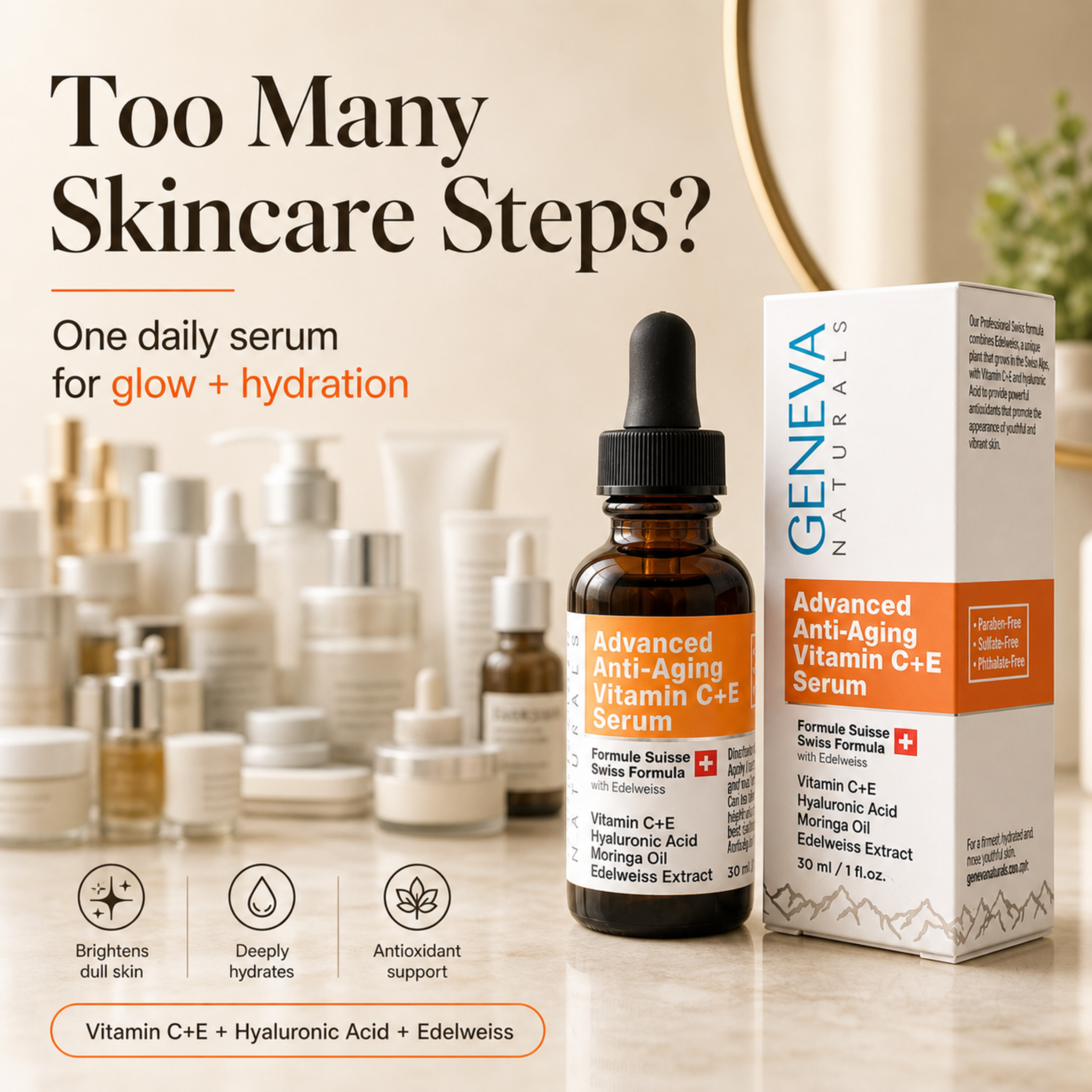 Geneva Naturals Facebook ad: Finally, a Serum That Delivers