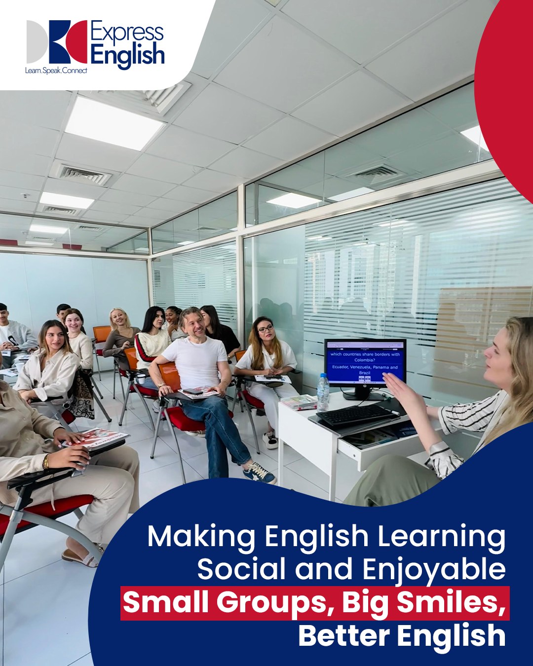 Express English Facebook ad: Learn English and Make New Friends