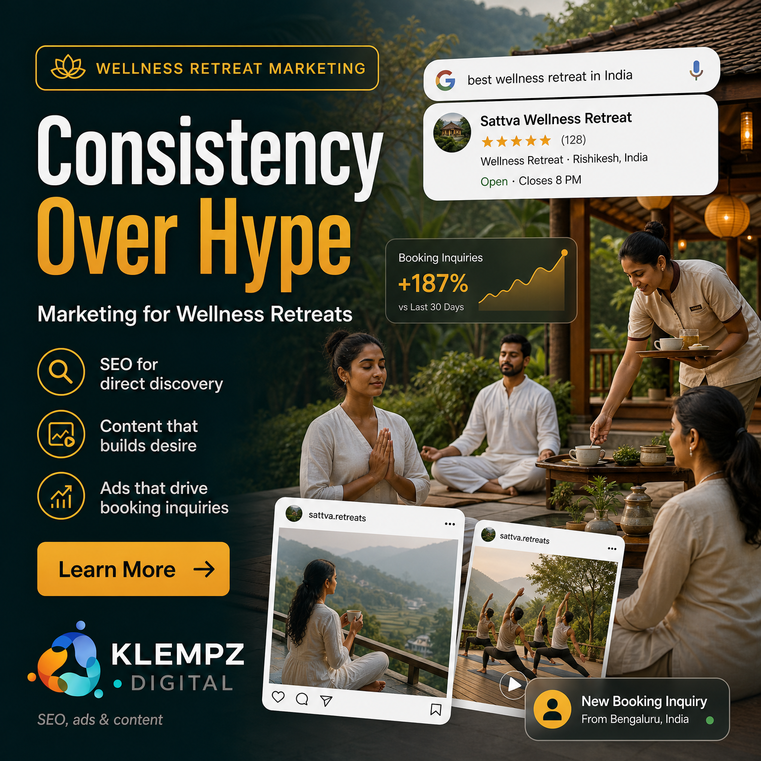 Klempz - Health & Wellness Marketing Facebook ad: Klempz, Where Wellness Retreats Grow Online