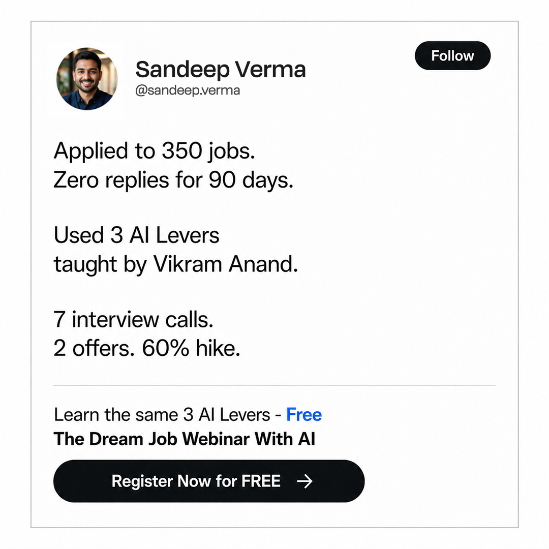 Vikram Anand Facebook ad: Land your dream job with AI
