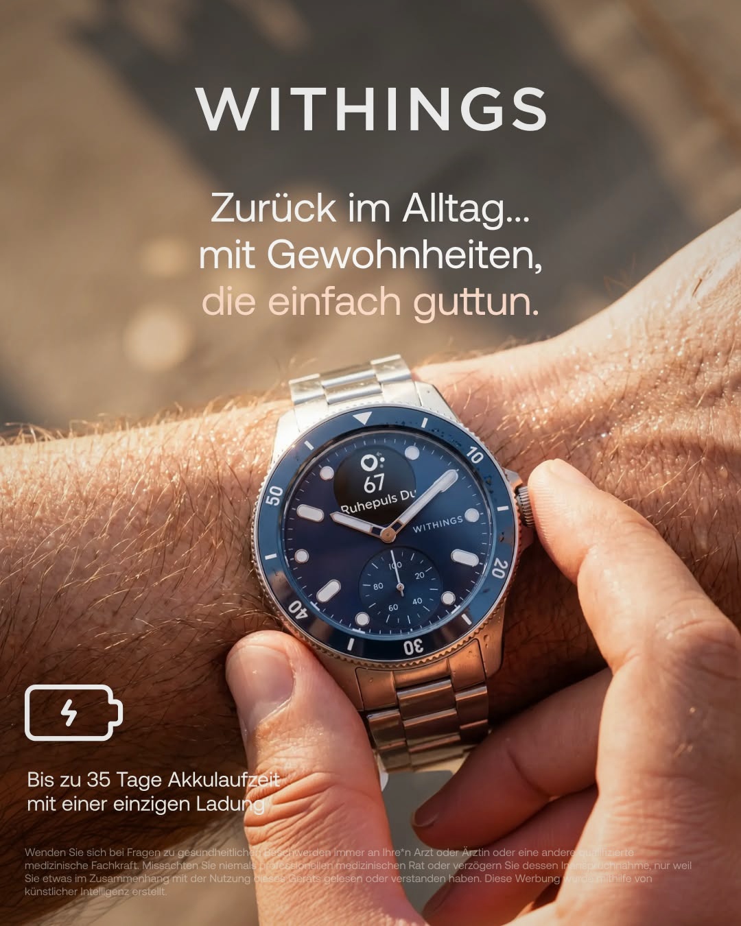 Withings Facebook ad: Zurück aus dem Urlaub und voller Energie?