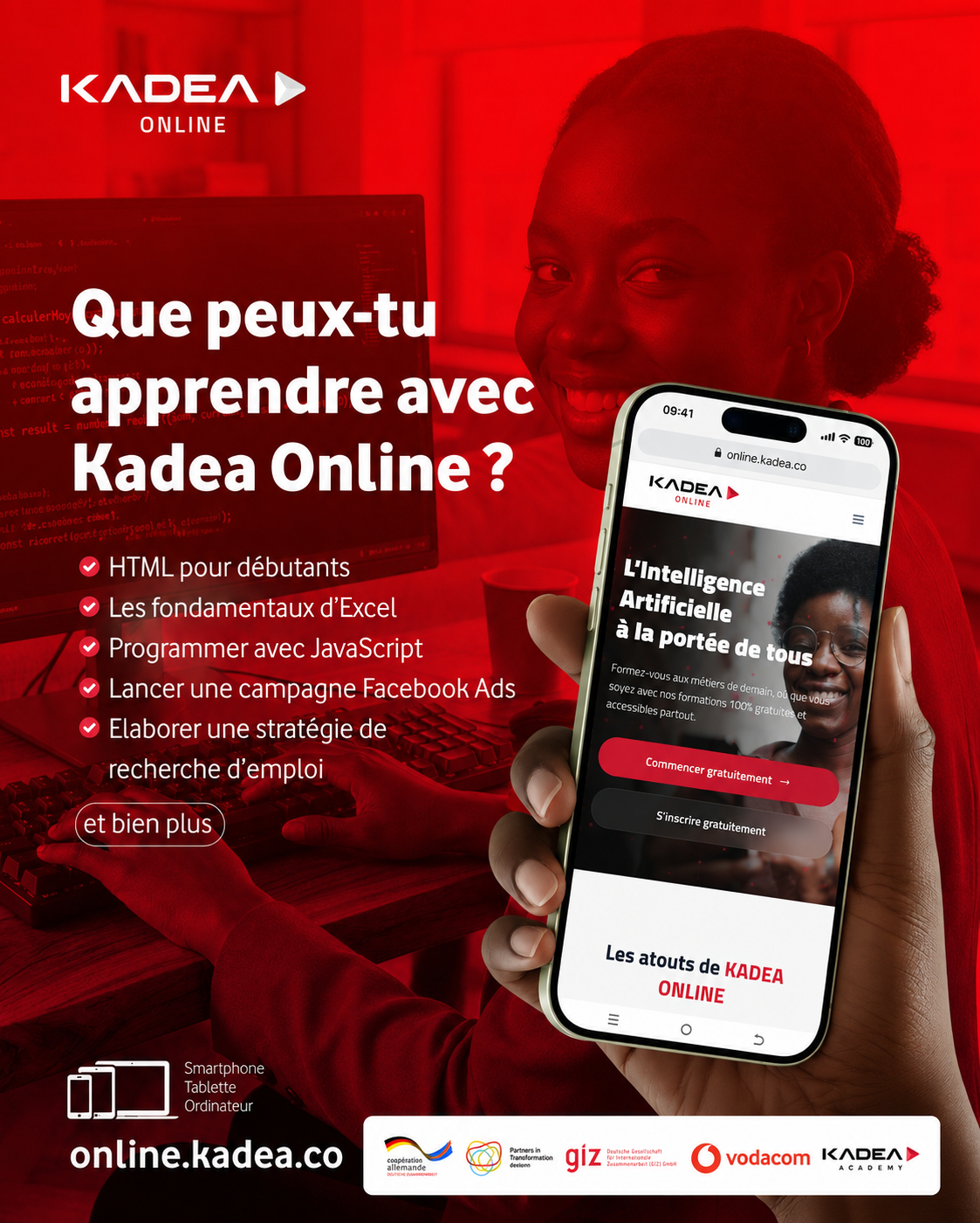 Kadea Academy Facebook ad: Les compétences les plus recherchées sont désormais à…