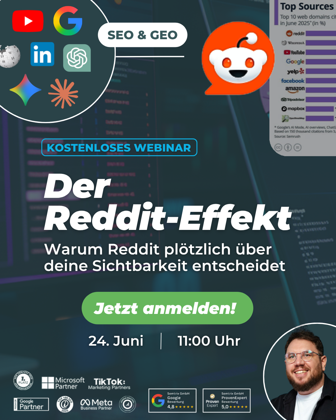 Semtrix Facebook ad: Wer Reddit ignoriert, verschenkt Sichtbarkeit