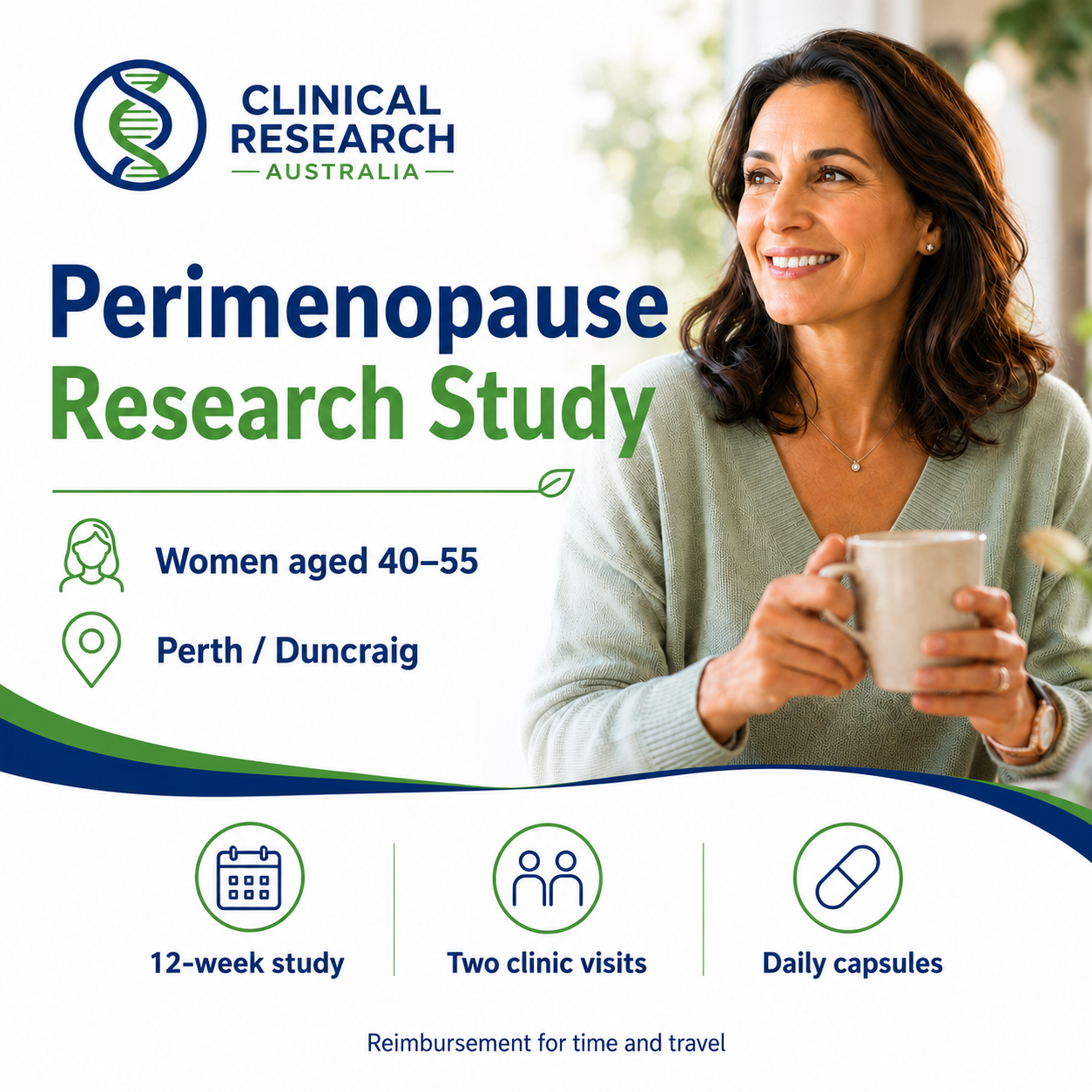 Clinical Research Australia Facebook ad: Is Perimenopause Affecting Your Quality of Life?
