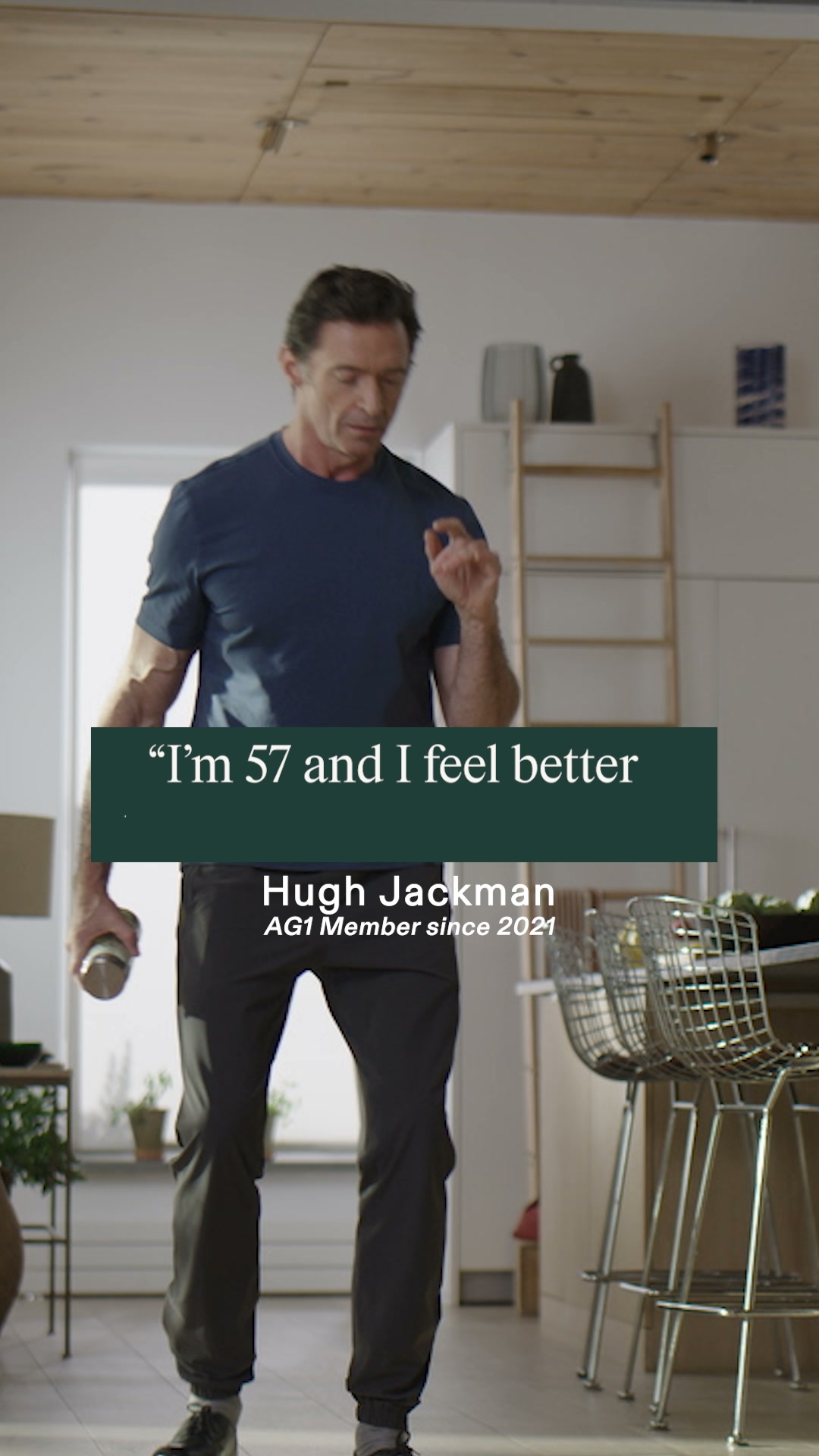 AG1 by Athletic Greens Facebook ad: Trusted by Hugh Jackman