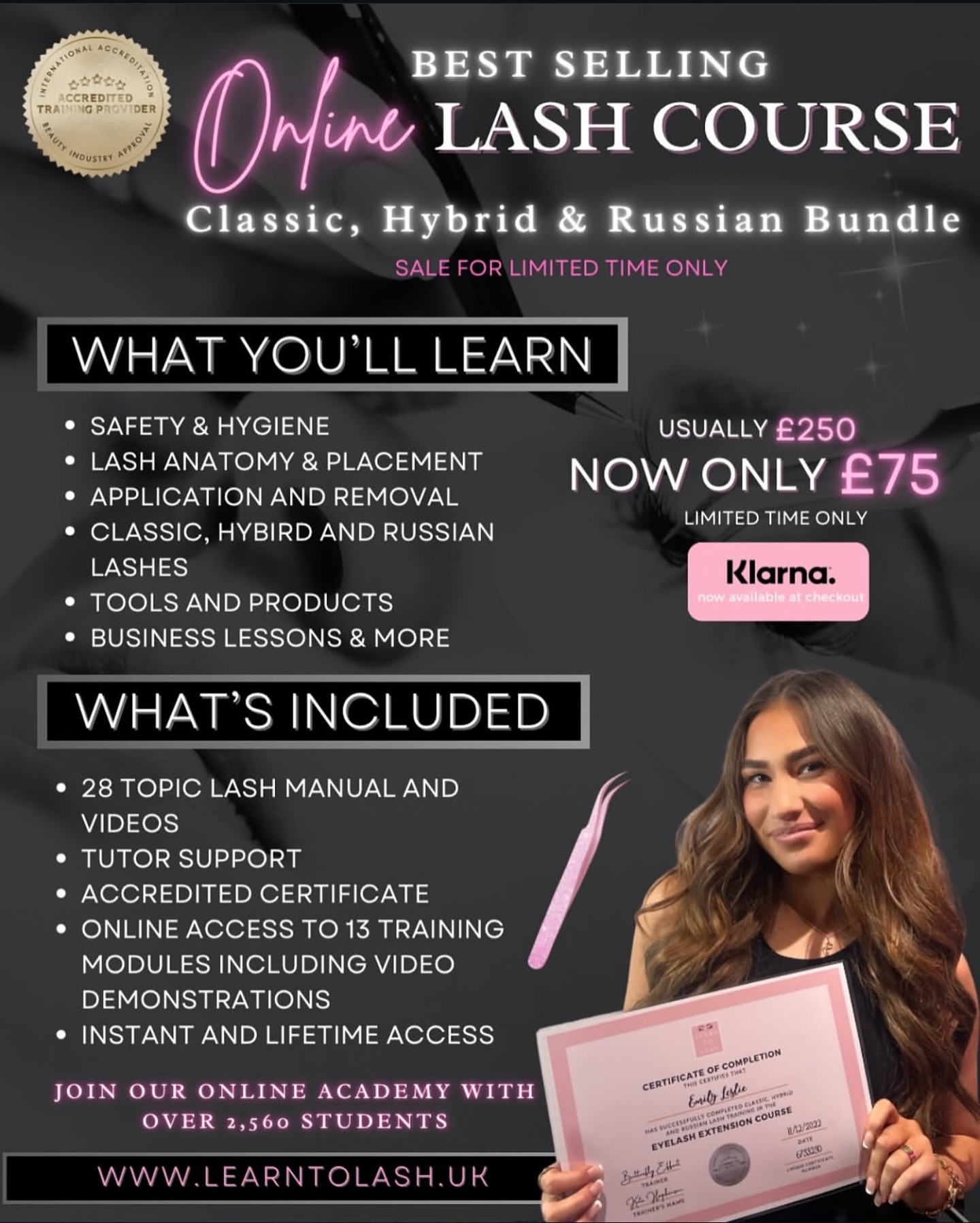 LearntoLash - Eyelash Extension Course Facebook ad