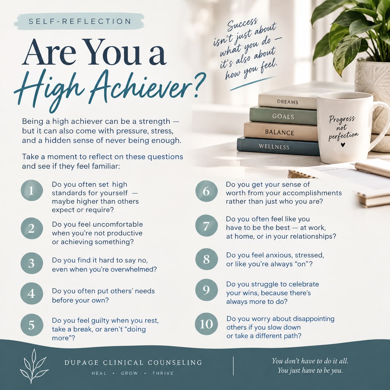 Dupage Clinical Counseling Services Facebook ad: Are You a High Achiever?