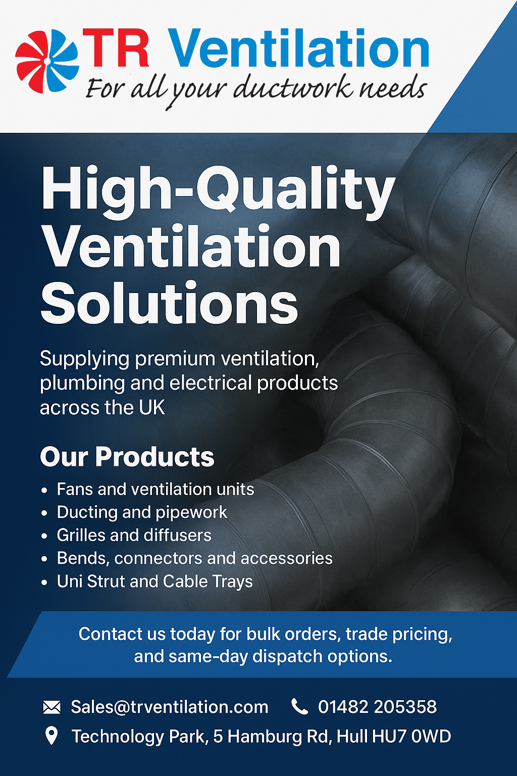 TR Ventilation Facebook ad: Premium Ventilation Supplies You Can Trust