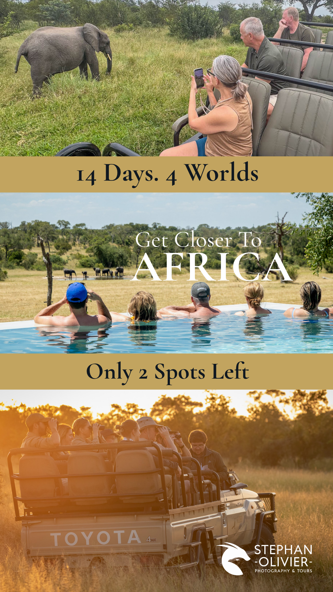 Stephan Olivier Photography & Tours Facebook ad: 14 Days. 4 Worlds. Only 2 Spots Left.