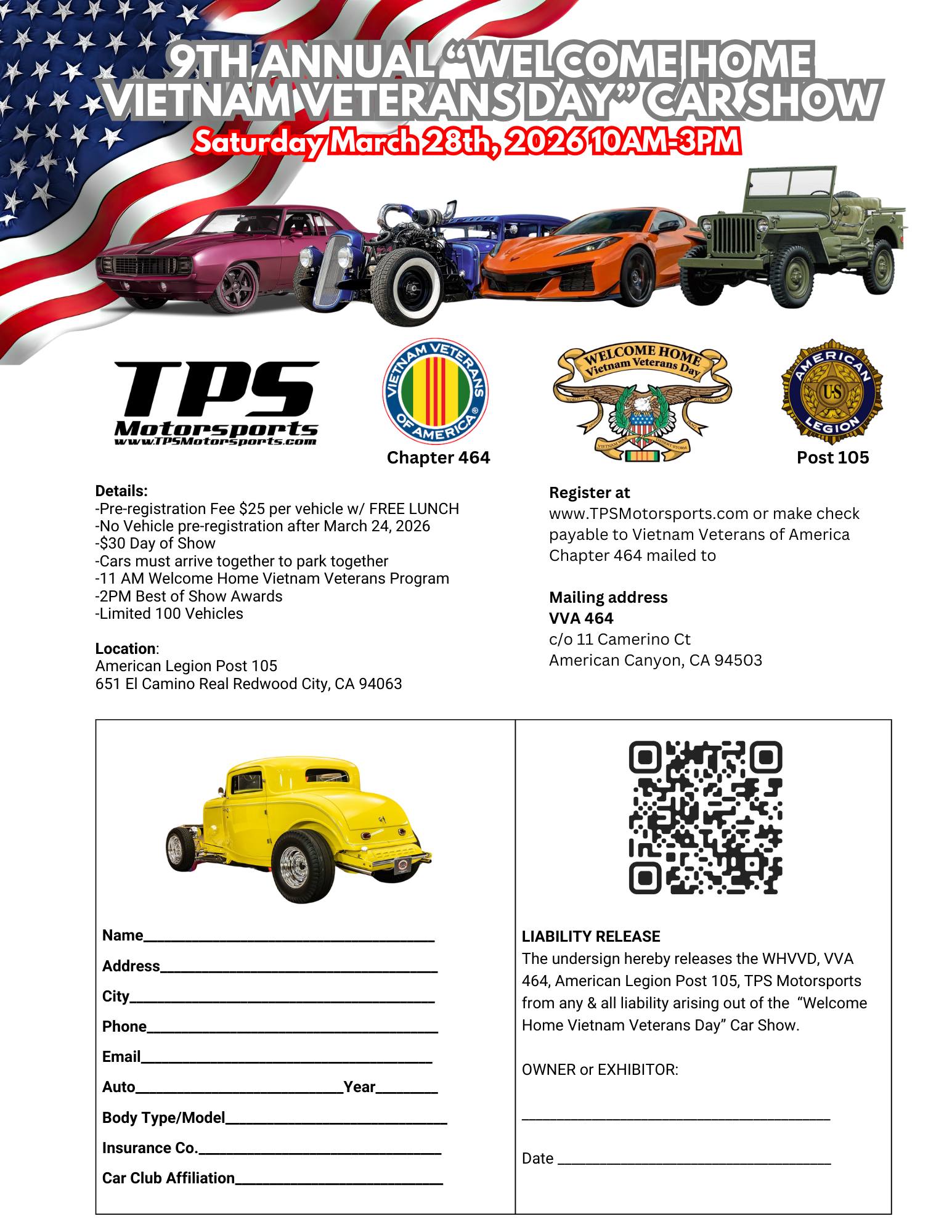 TPS Motorsports Facebook ad: 9th Annual Welcome Home Vietnam Veterans Day Car…
