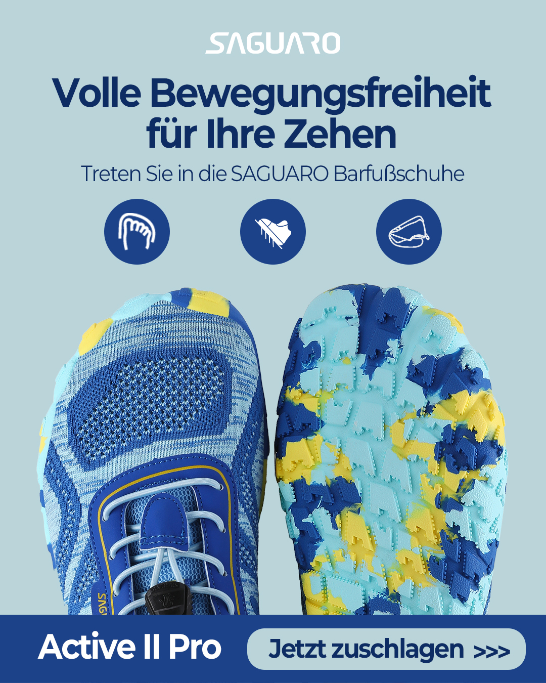 Saguaro De Facebook ad: Volle Bewegungsfreiheit für deine Zehen