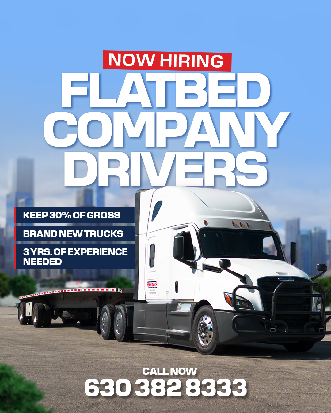 Maybach Group Facebook ad: WE ARE HIRING FLATBED DRIVERS!