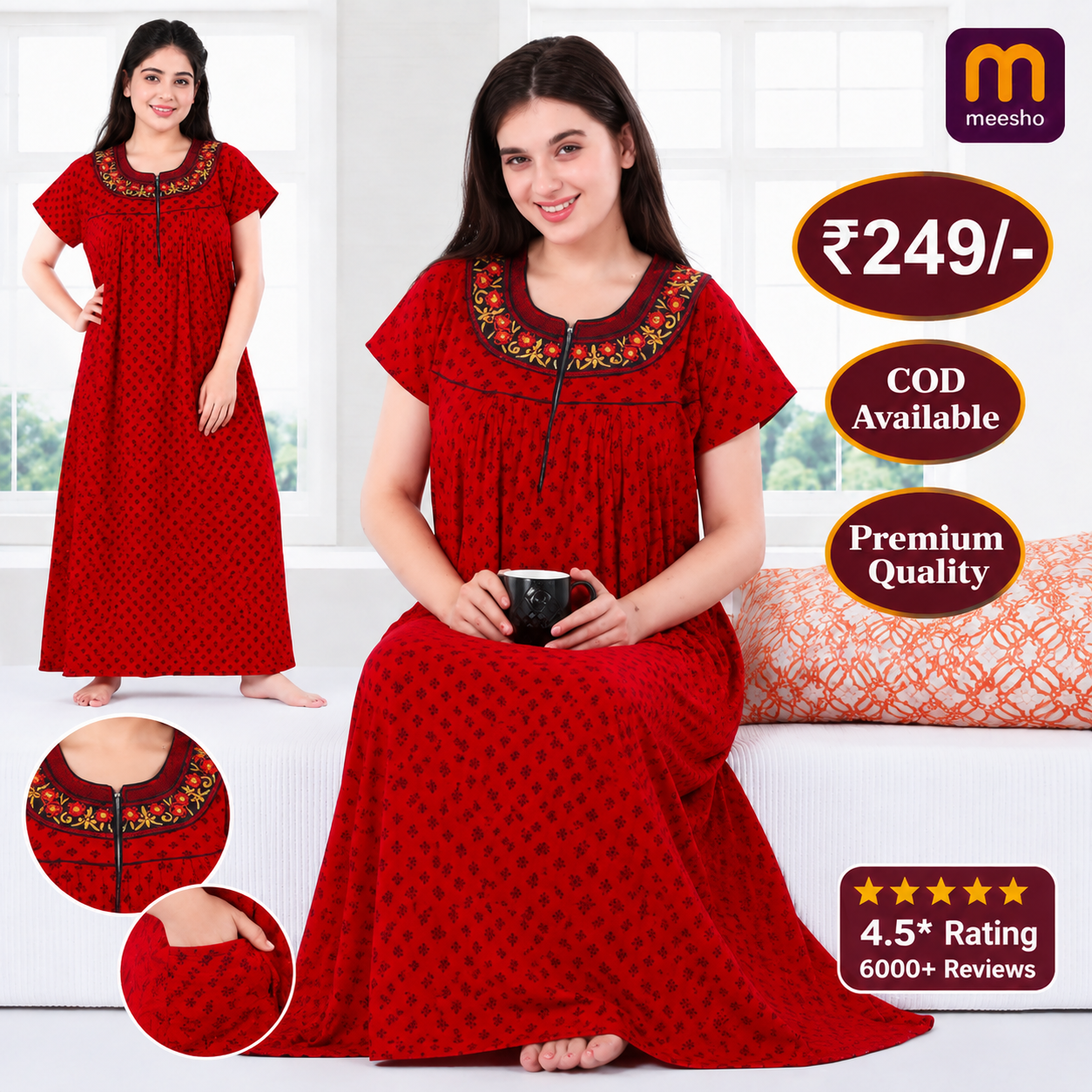 Rare Looking Facebook ad: Premium Cotton Nighty, Just ₹249 | COD Available