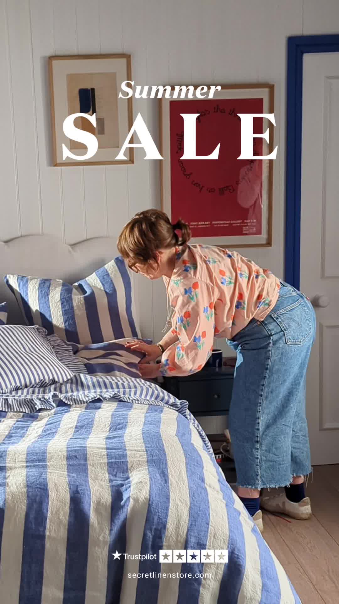 Secret Linen Store Facebook ad: Save up to 40%