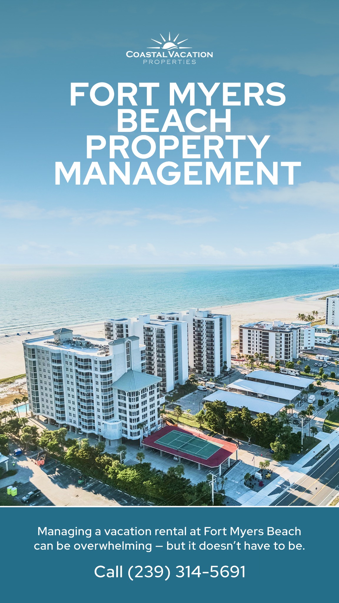 Coastal Vacation Properties Facebook ad: Stress-Free Vacation Rental Management