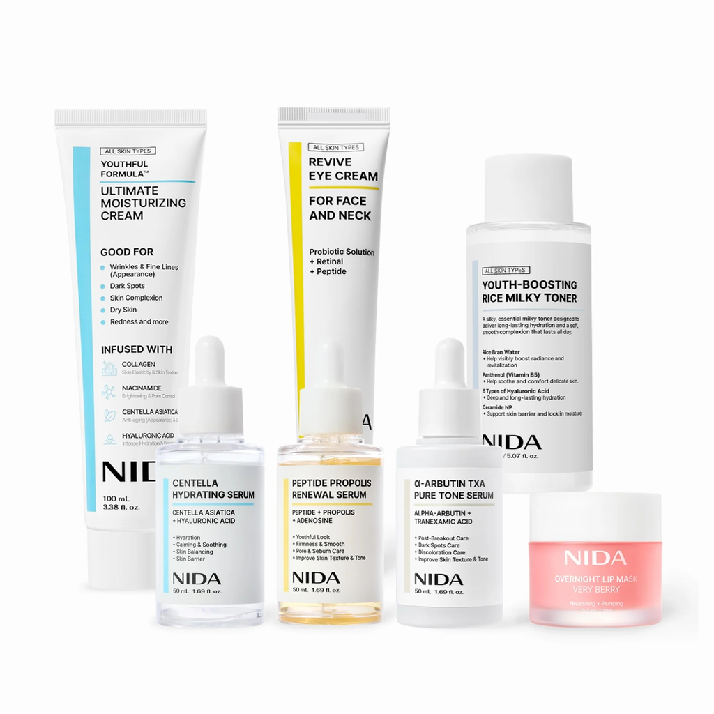 NIDA Skincare Facebook ad: 7 Productos Tamaño Completo por $71