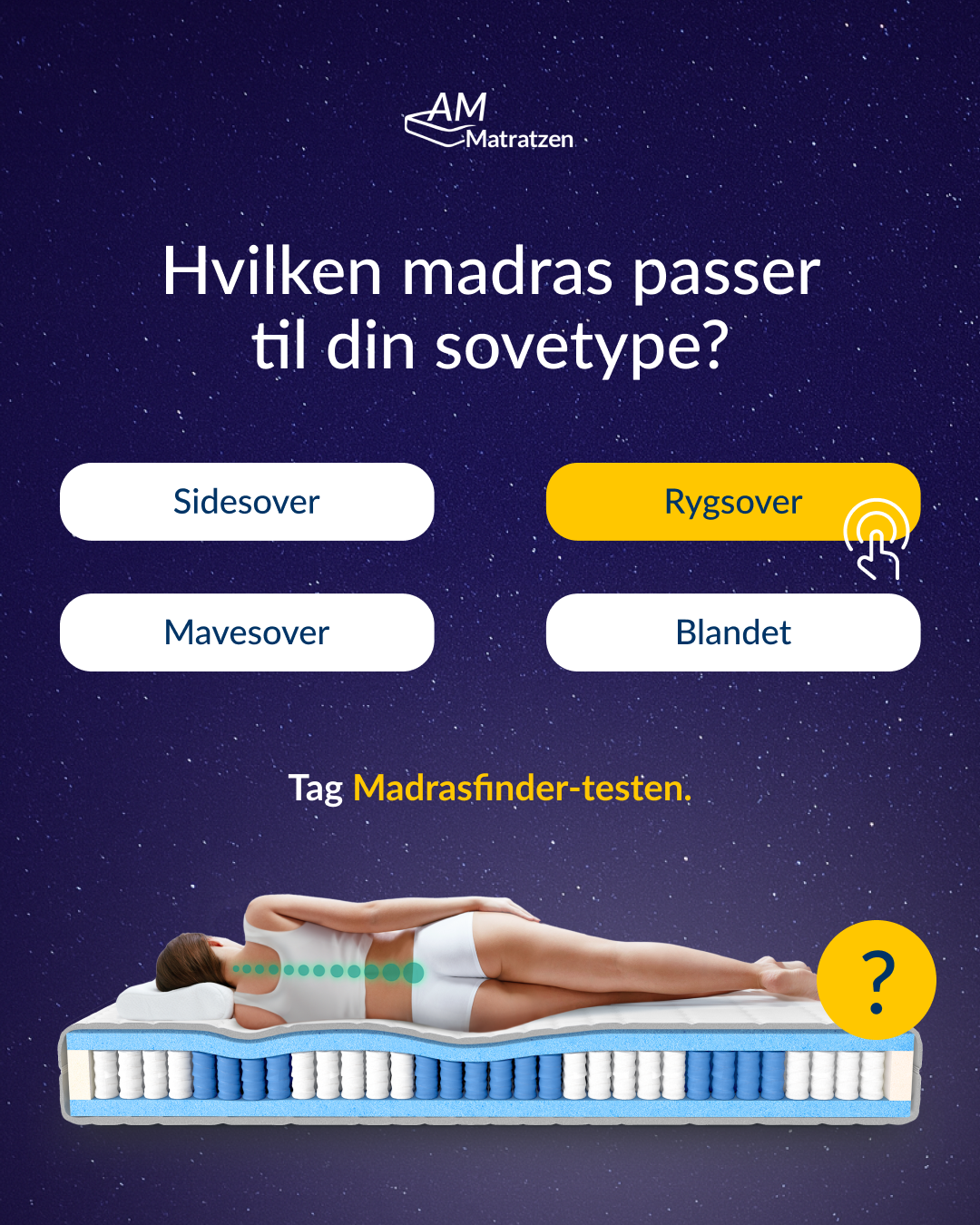 AMQ Sleep Facebook ad: Find den optimale madras til dig →