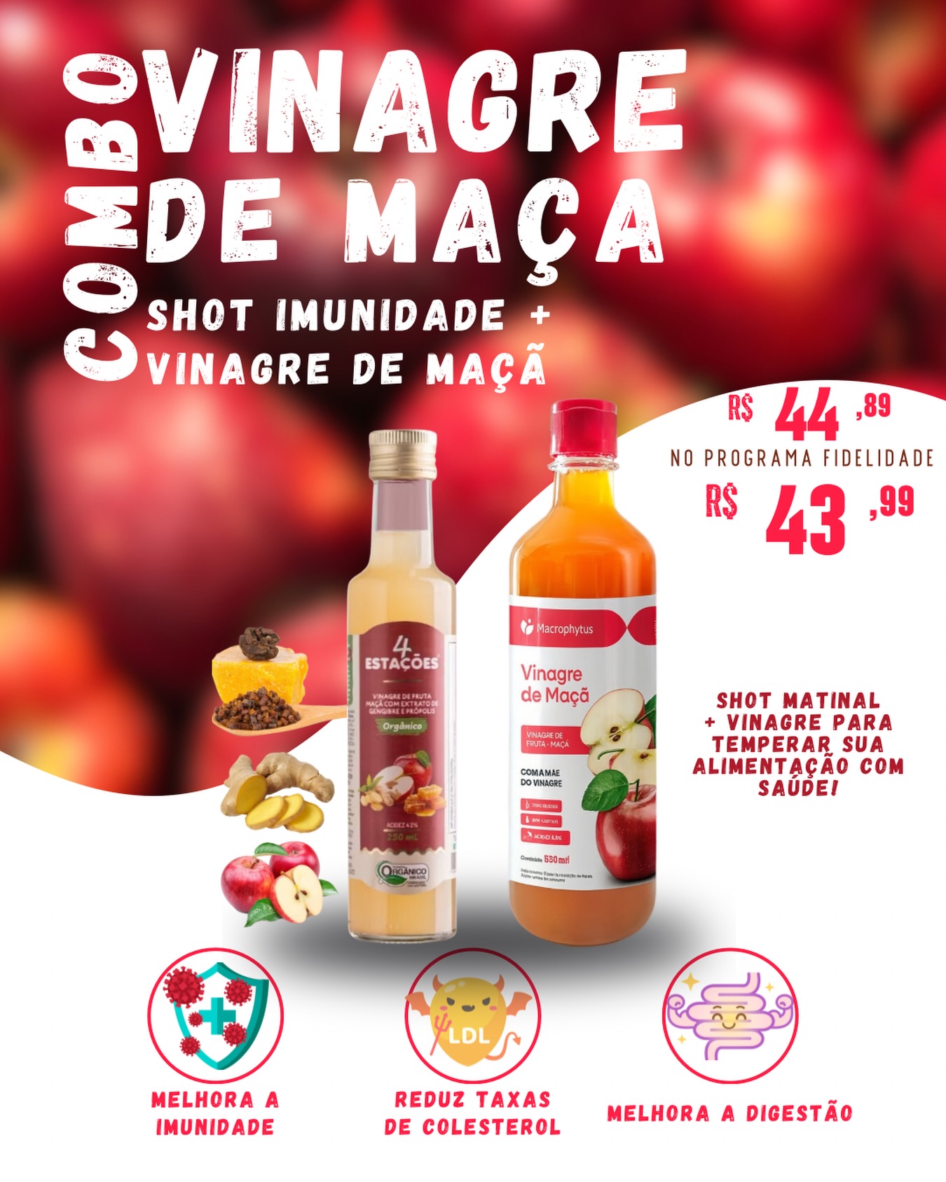 Saúde Total Panambi/RS Facebook ad: Combo Shot Matinal + Vinagre de Maçã Macrophytus