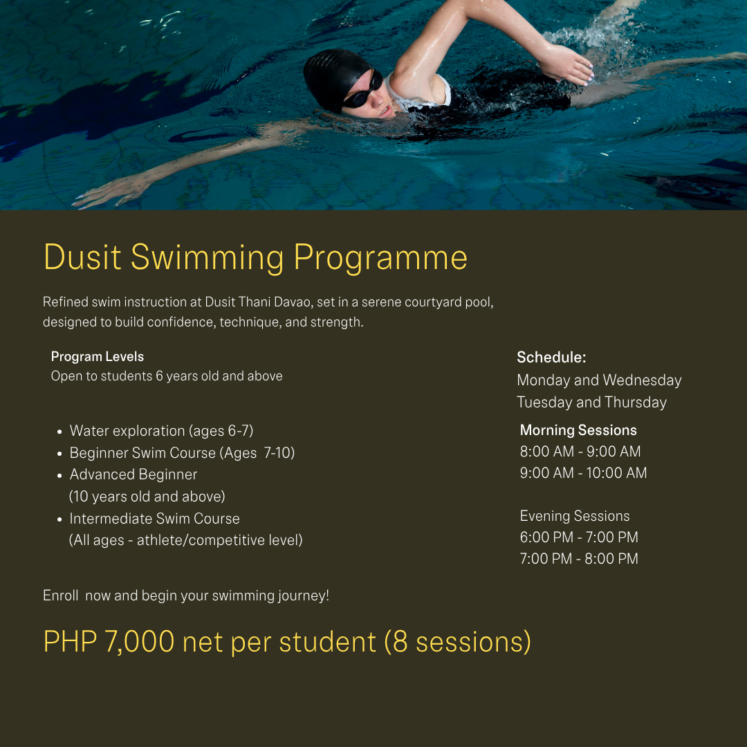 dusitD2 Davao Facebook ad: Swimming Lessons Open for Ages 6 to Adults