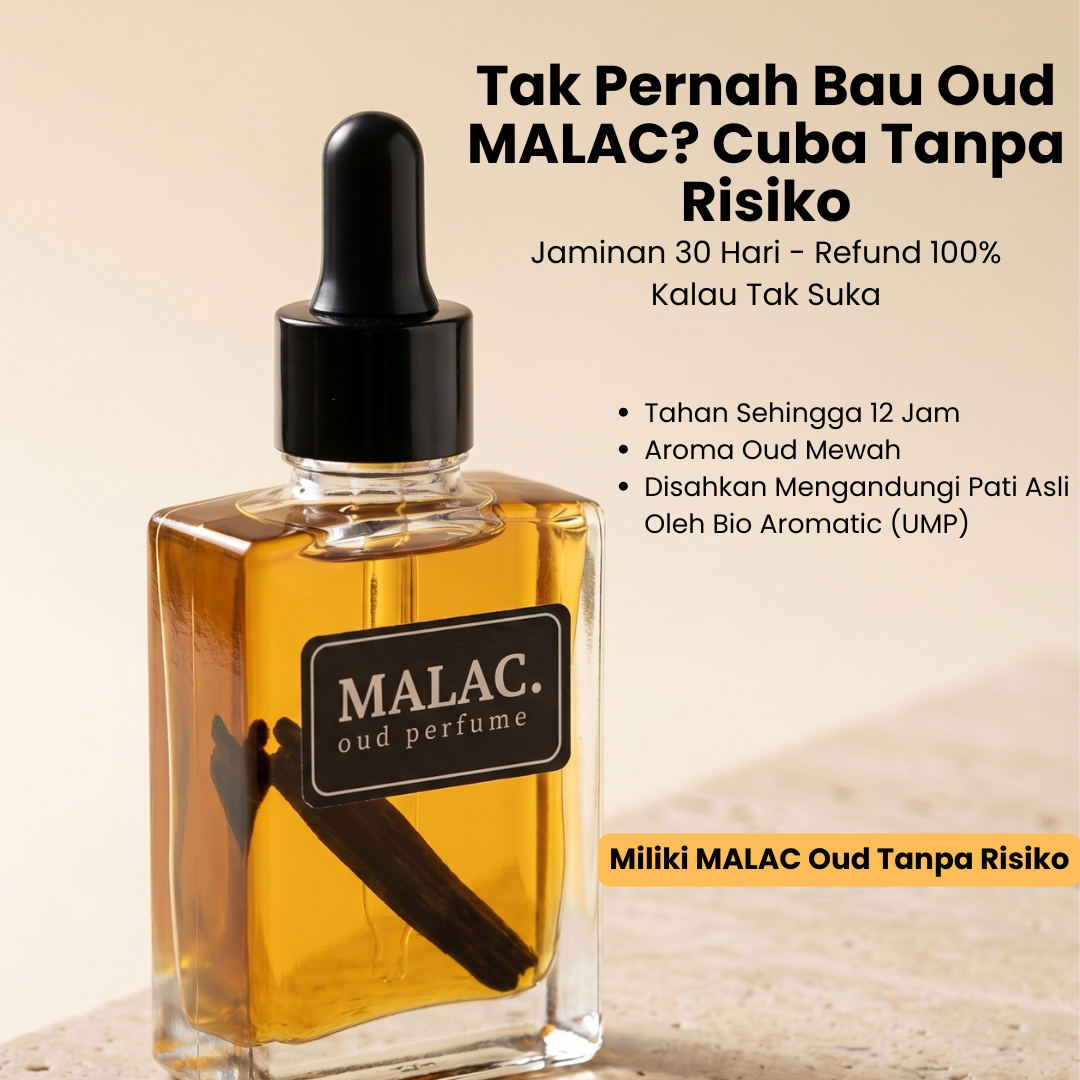 Malac Oud Perfume Facebook ad: Nikmati Jaminan 30 Hari