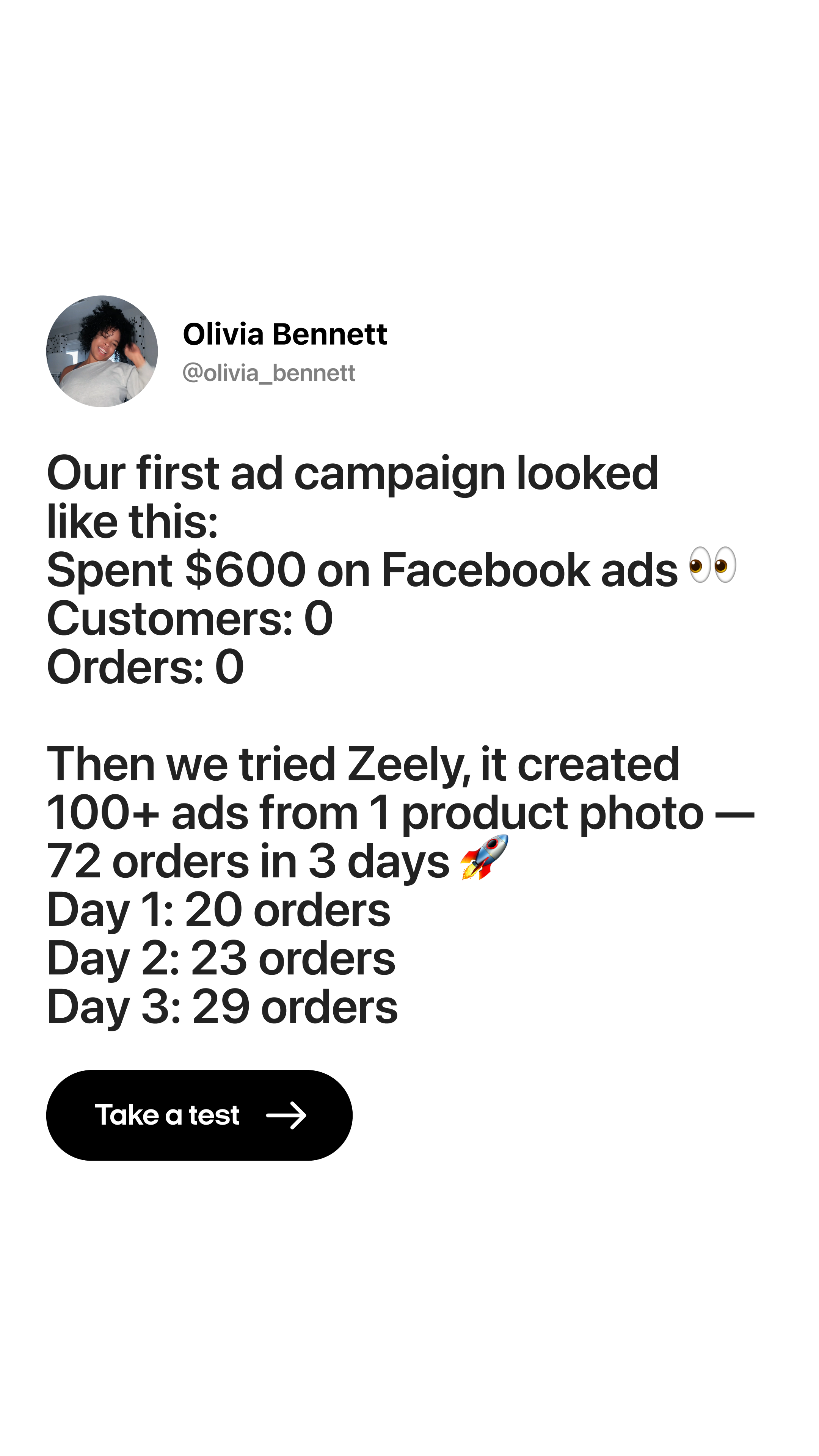 Zeely Facebook ad