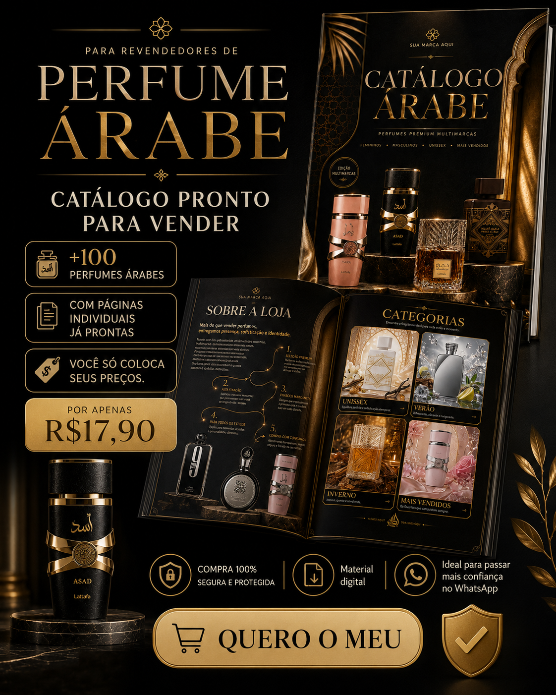 Yasmin Gonçalves Facebook ad: Catálogo Pronto para Vender, Preto & Dourado