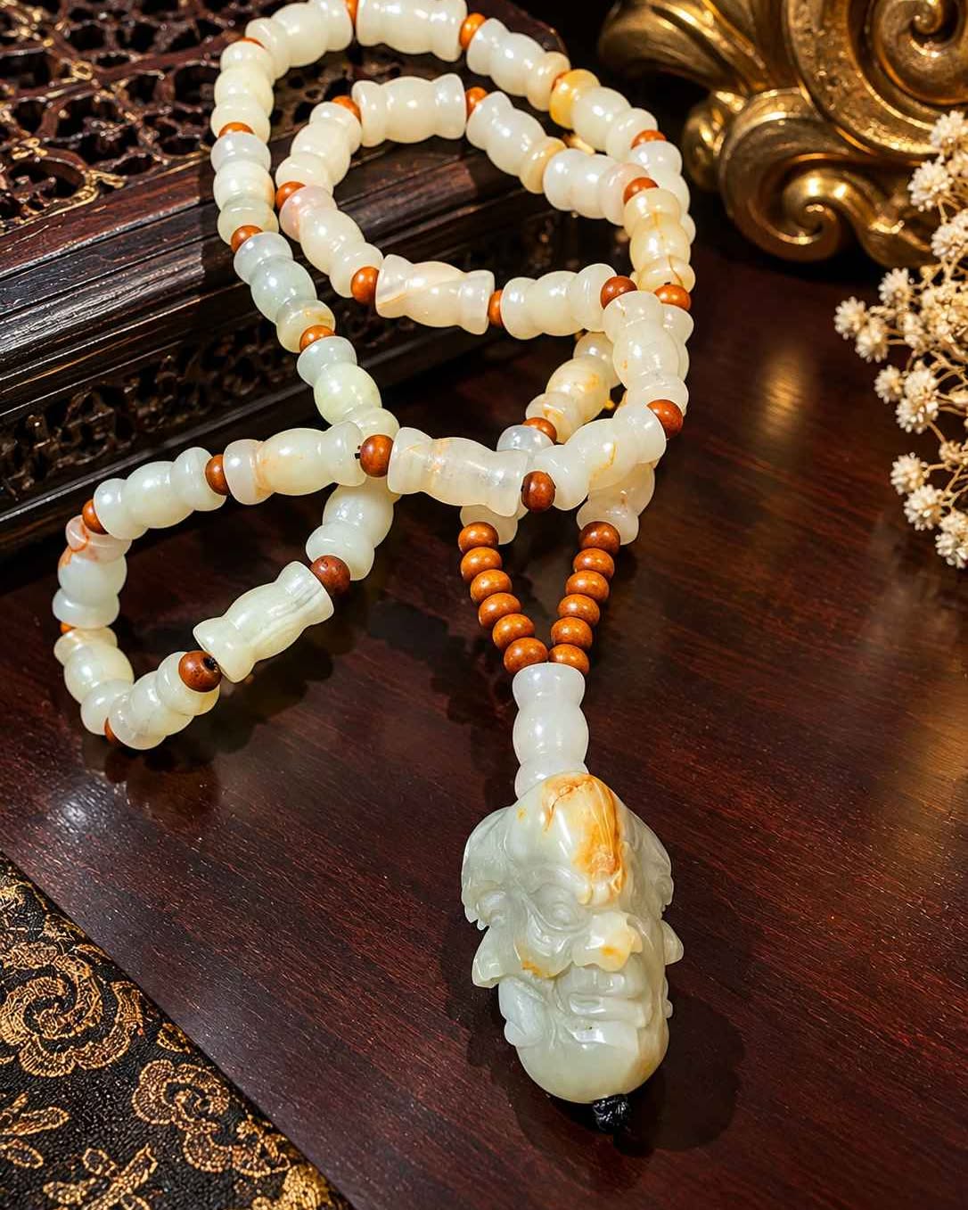 Nadejda Hovhannisyan Facebook ad: Natural Hetian Jade Luohan Head Pendant Beaded Necklace…