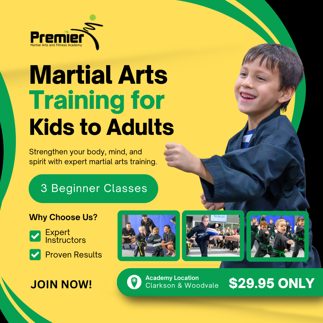 Premier Martial Arts Academy Facebook ad: Start Their Martial Arts Journey for Just $29.95!