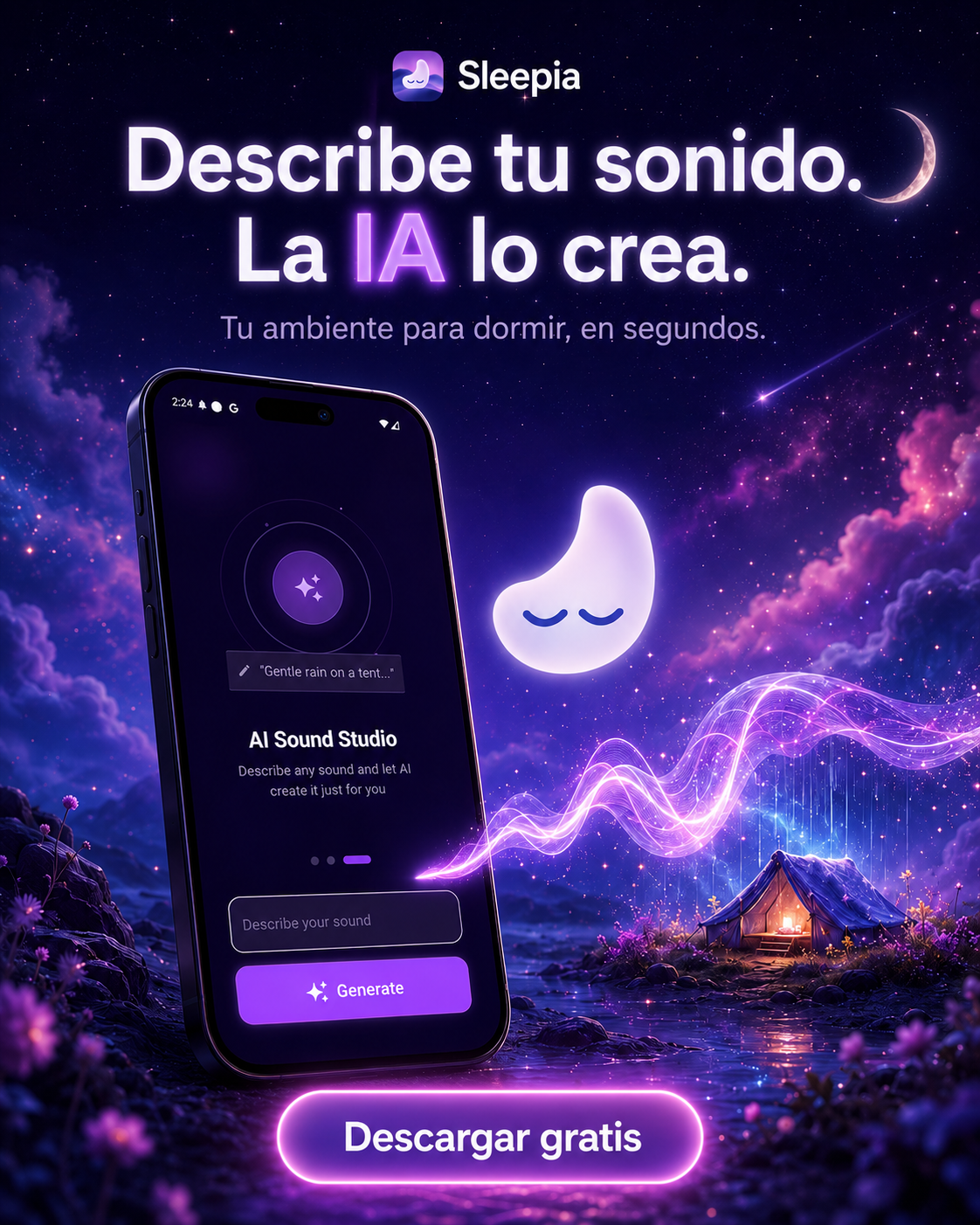 Sleepia Sleep Sounds: Relaxing Facebook ad