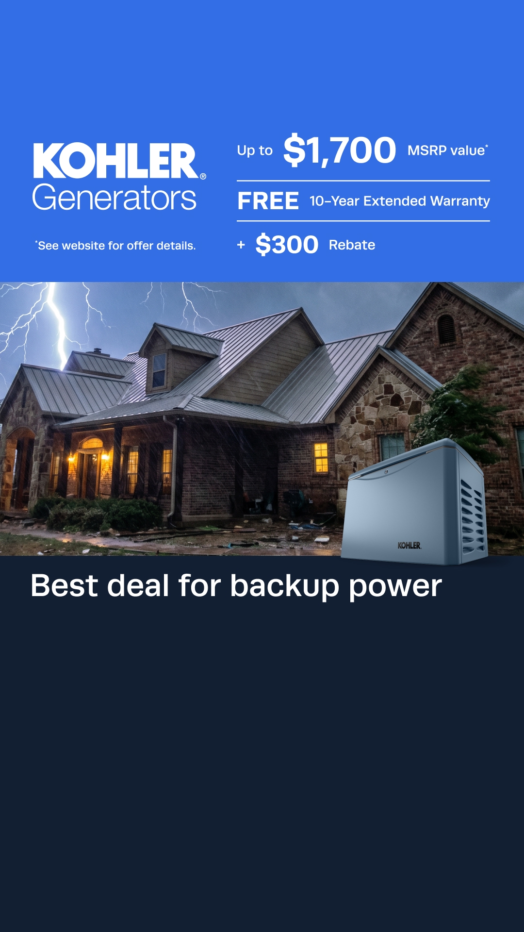 Kohler Energy – Generators Facebook ad