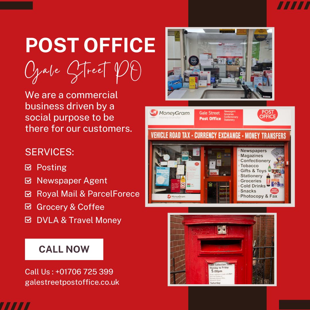 Gale Street P.O. Facebook ad: Gale Street Post office in Rochdale is open…