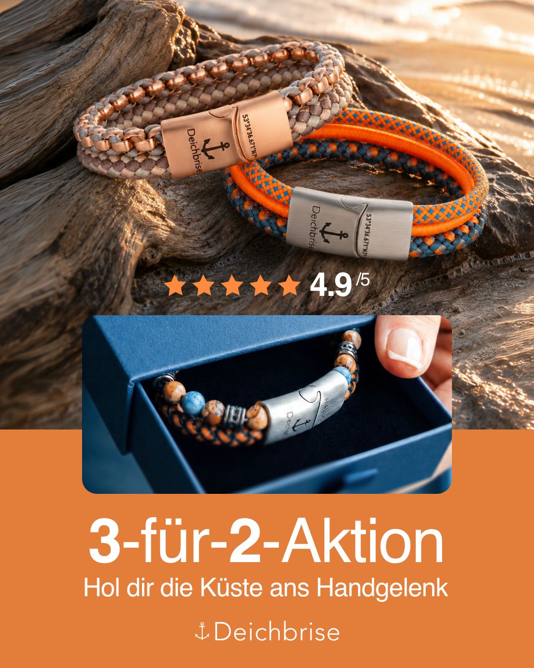Deichbrise Facebook ad: 2 kaufen + 1 GRATIS bekommen.