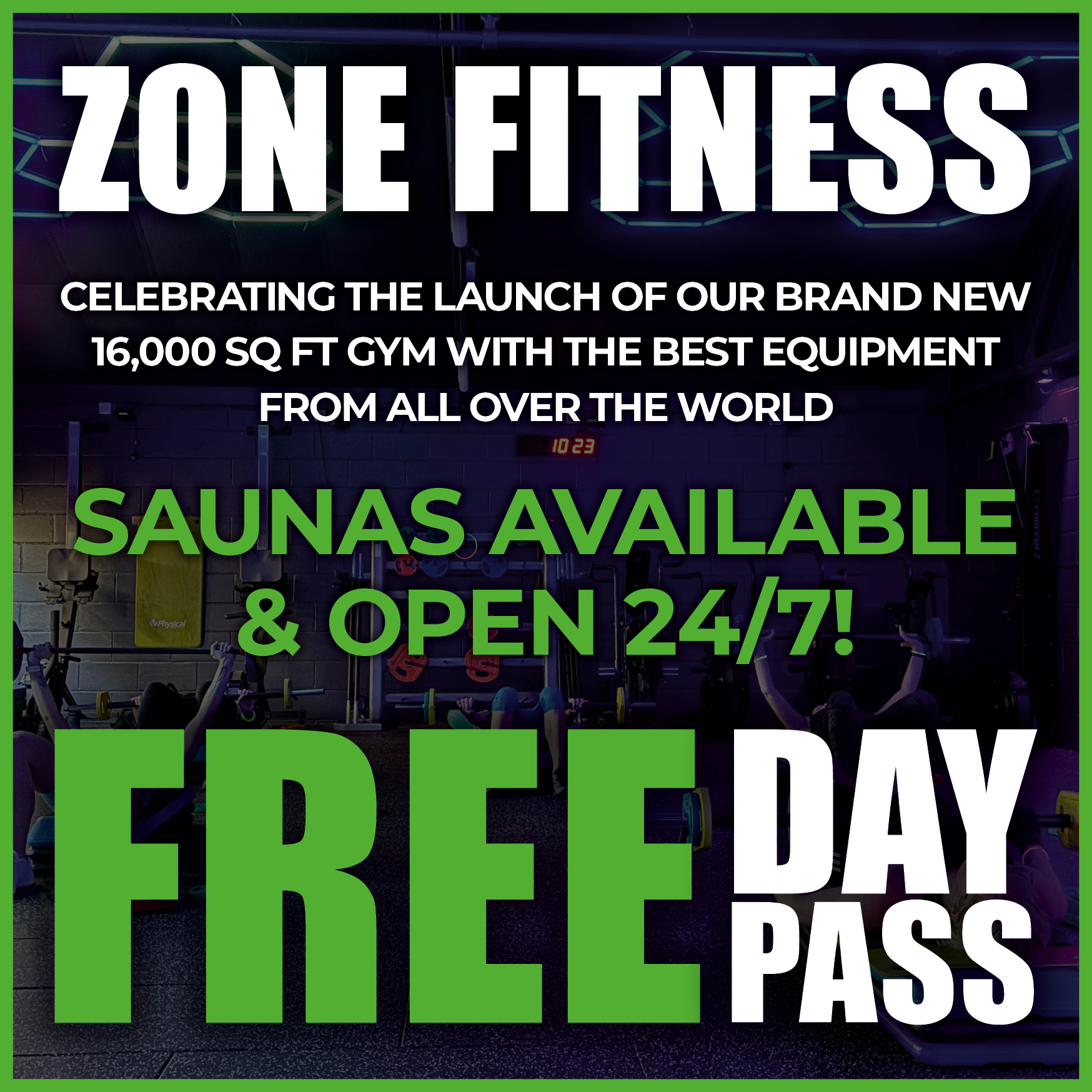 Zone Fitness Truro Facebook ad: Free Day Pass!