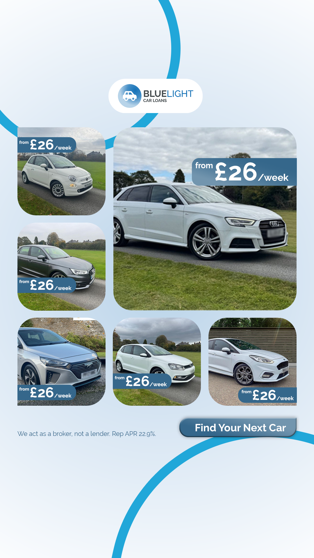 Blue Light Car Loans Facebook ad