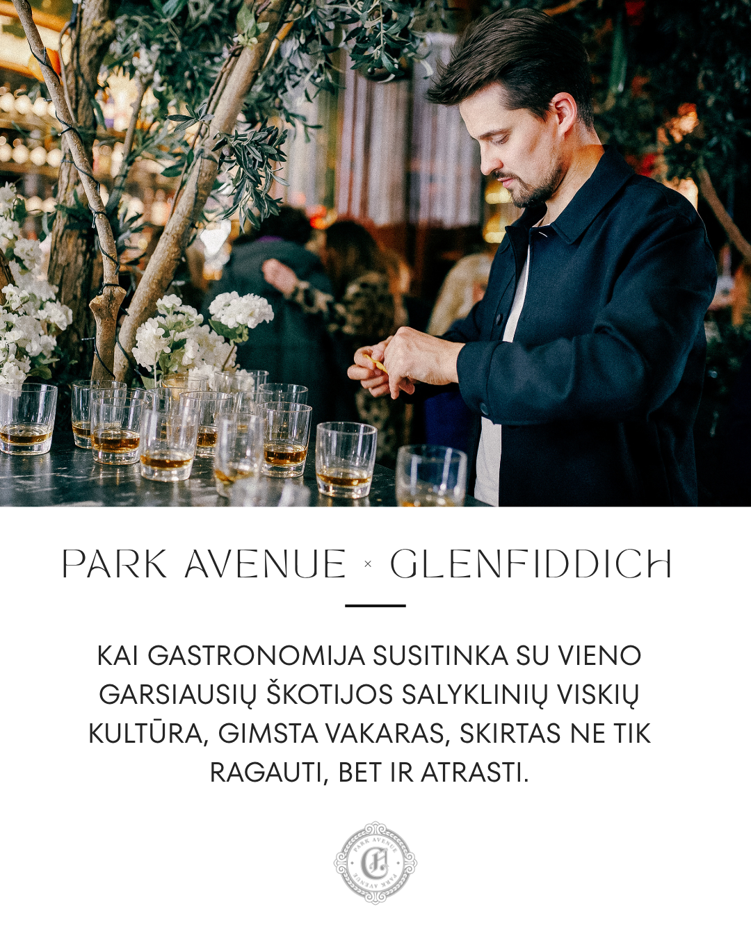 Park Avenue Facebook ad: PARK AVENUE × GLENFIDDICH | Degustacinė vakarienė
