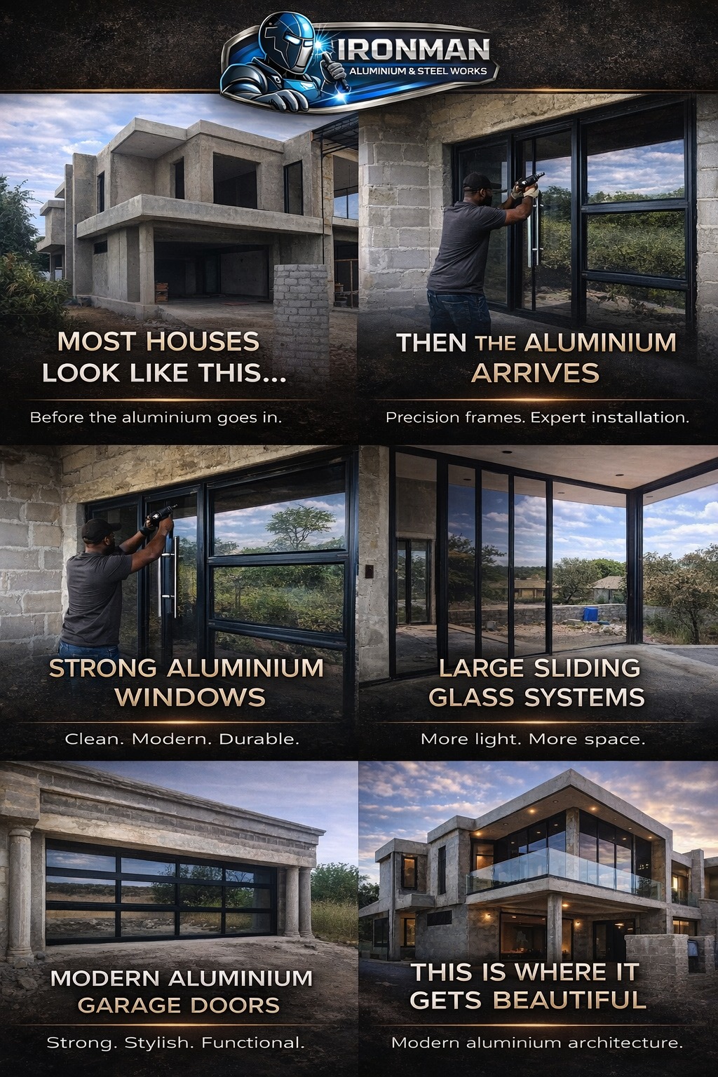 Ironman Aluminium & Steel Works Facebook ad: FROM STRUCTURE… TO A MODERN MASTERPIECE