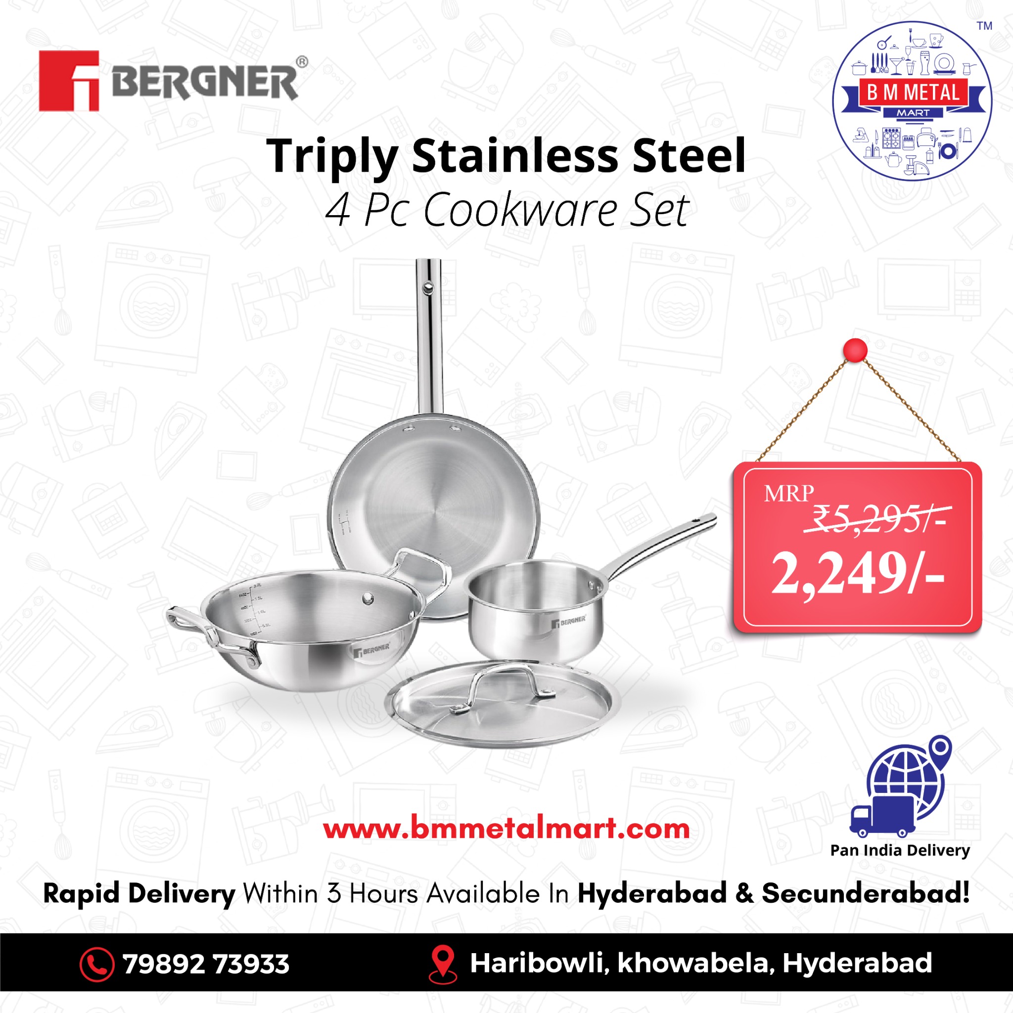 B M Metal Mart Facebook ad: Household • Non-Stick • Triply • Pooja Articles…