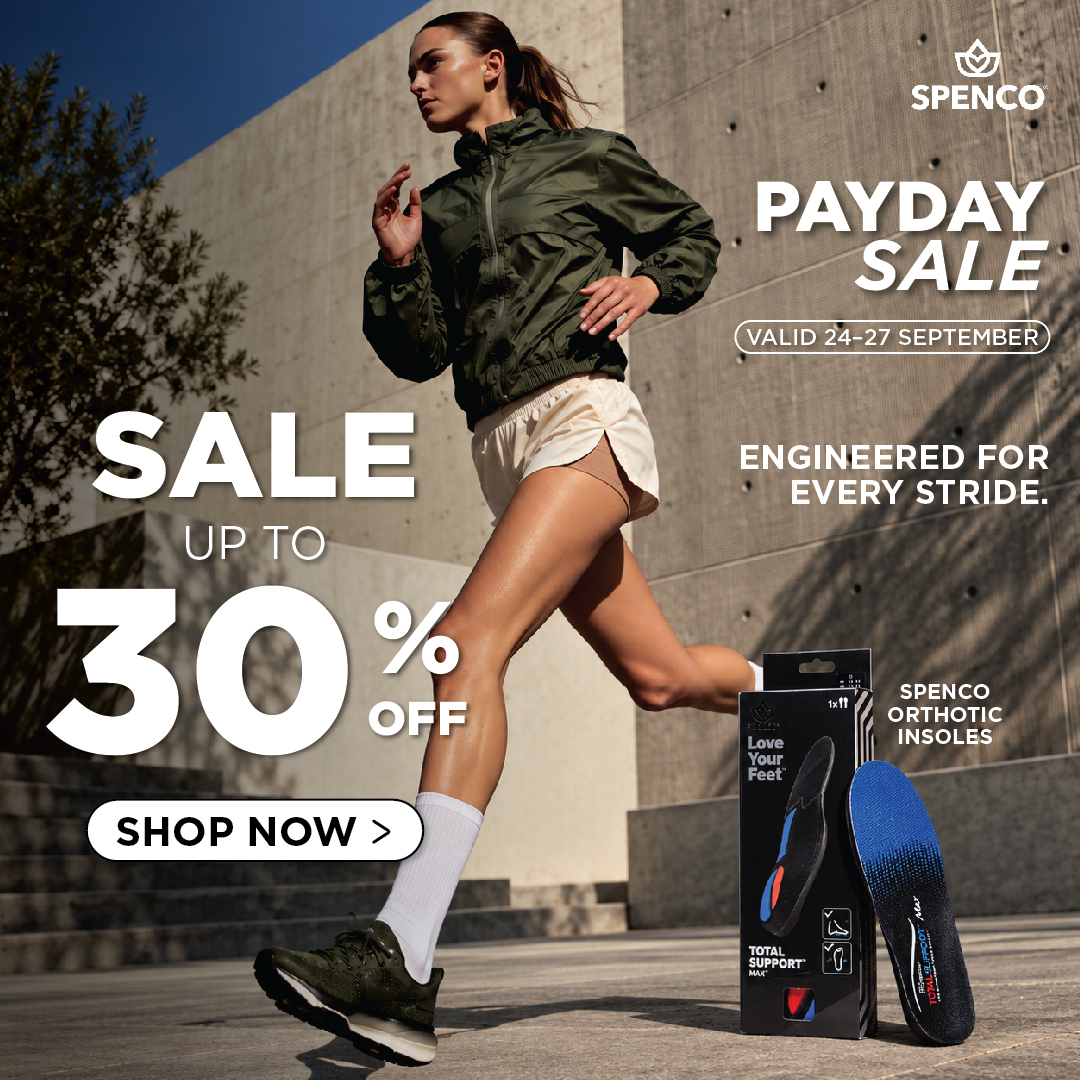 Spenco a foot health products for reducing pain and increase mobility Facebook ad: Payday Special Sale!