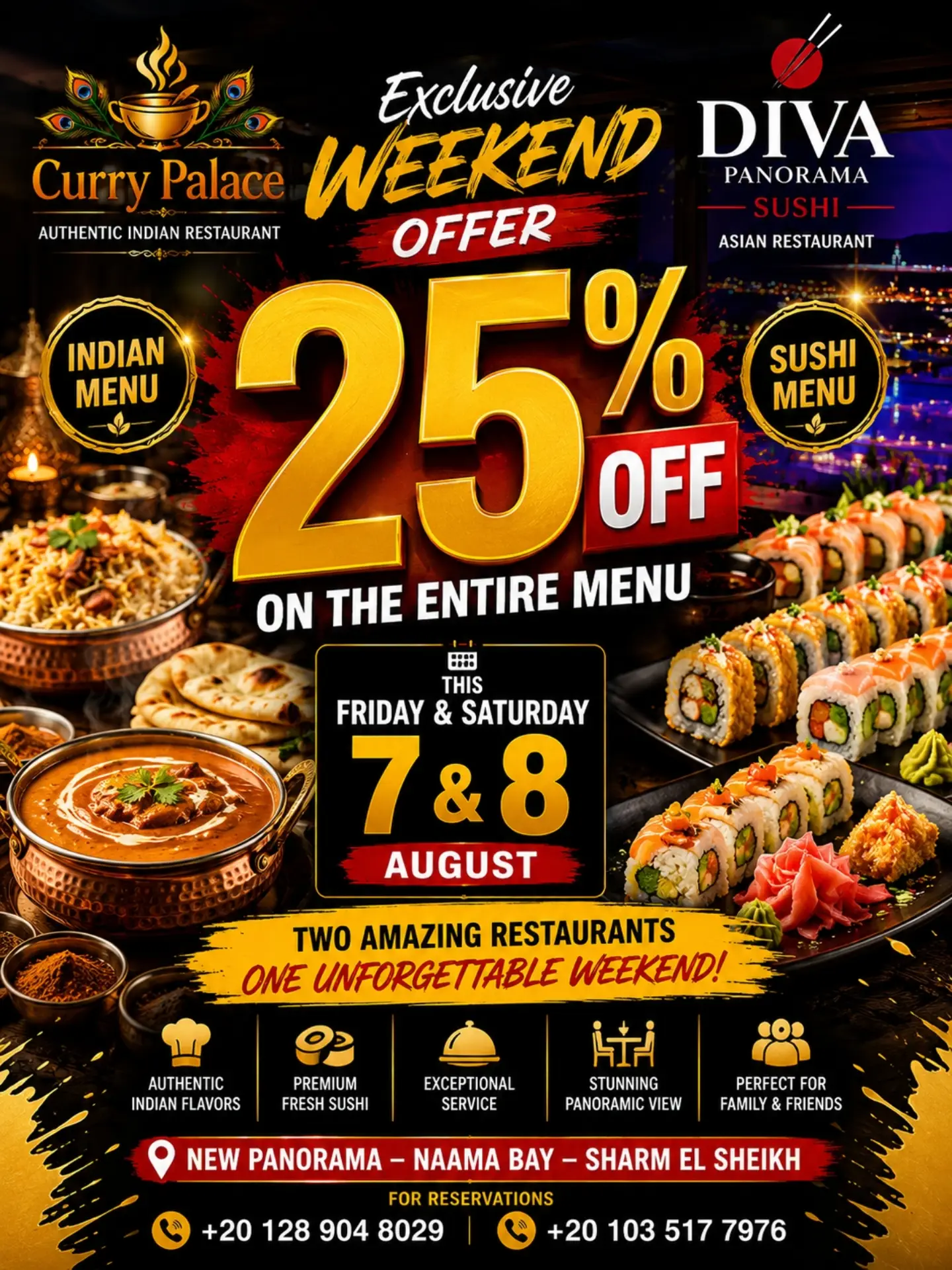 Curry Palace Facebook ad: 25% OFF THIS FRIDAY & SATURDAY ONLY!