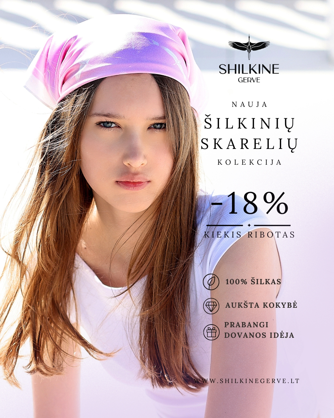 Shilkine Gerve Facebook ad: Autorinio dizaino šilko skaros