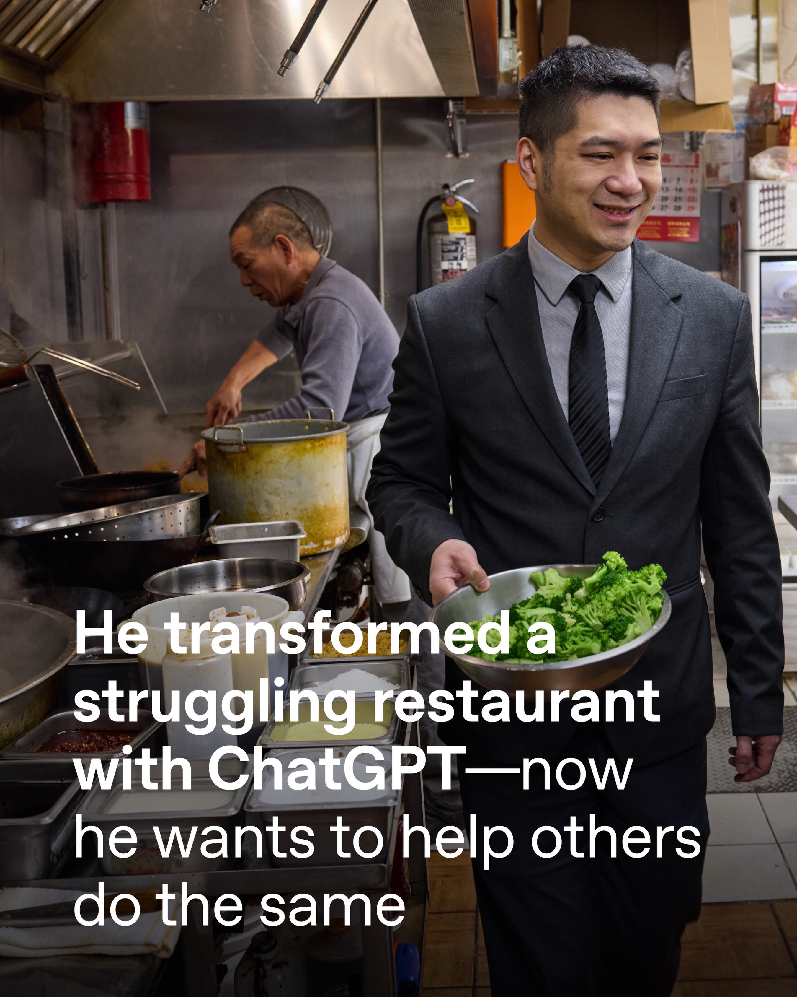 OpenAI Facebook ad: Before Patrick Cheng owned a restaurant, he learned…