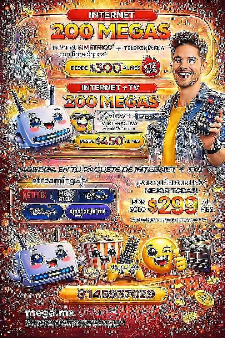 Megacable Facebook ad: INTERNET SIMETRICO DE ALTA VELOCIDAD