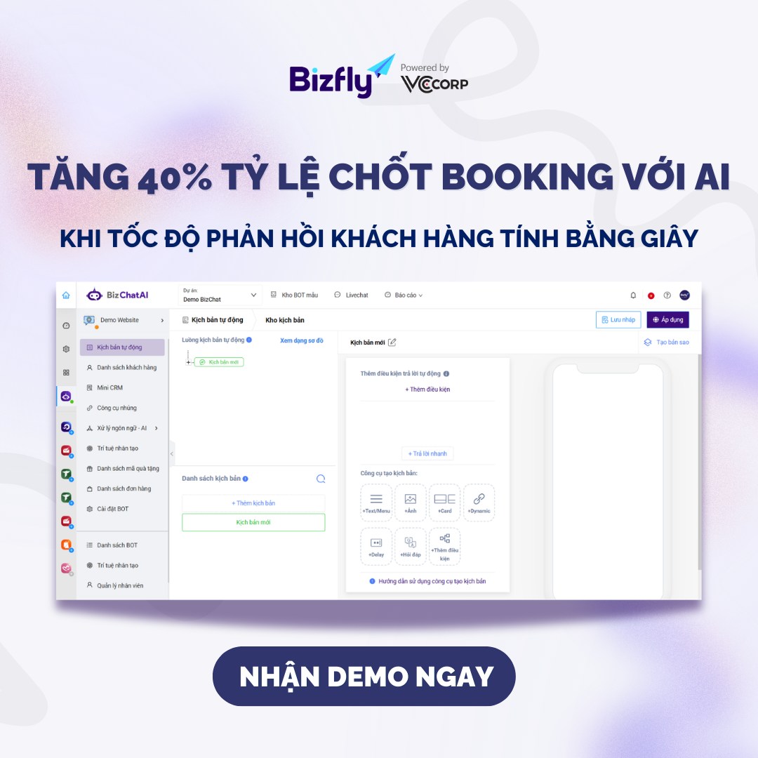 Bizfly - Bộ giải pháp Marketing & Bán hàng Facebook ad: TĂNG 40% TỶ LỆ CHỐT BOOKING VỚI AI…