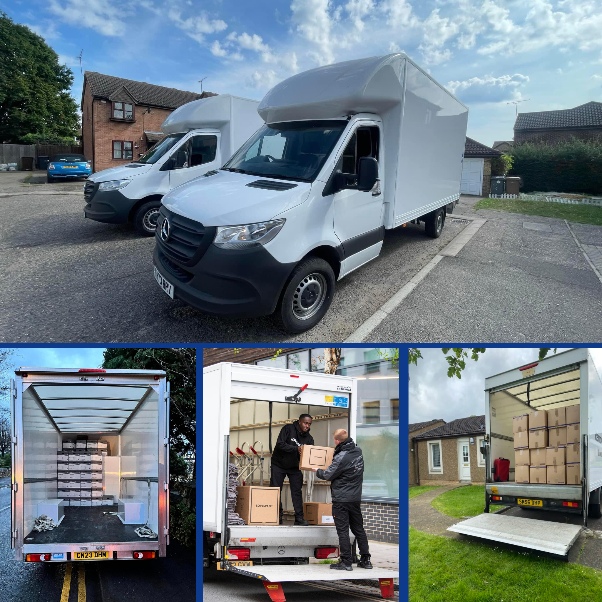 KB Movers Facebook ad: Skip man & van-book real movers.