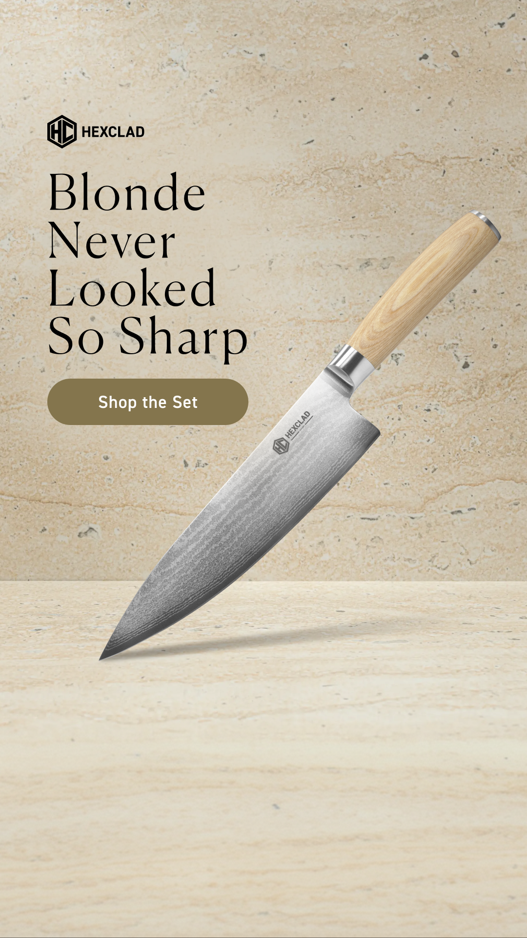 HexClad Facebook ad: New Knives in Blonde