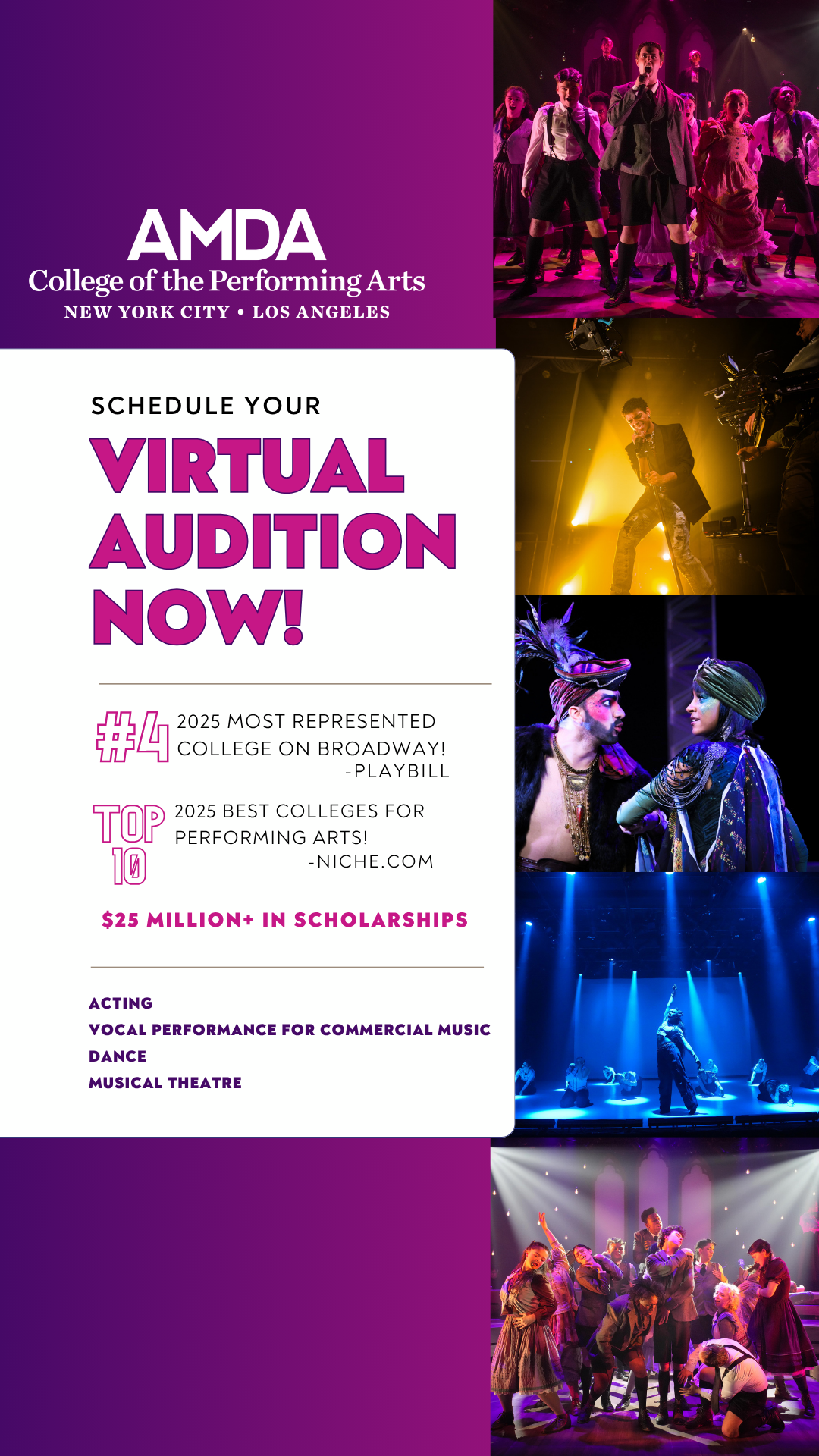 AMDA College Facebook ad